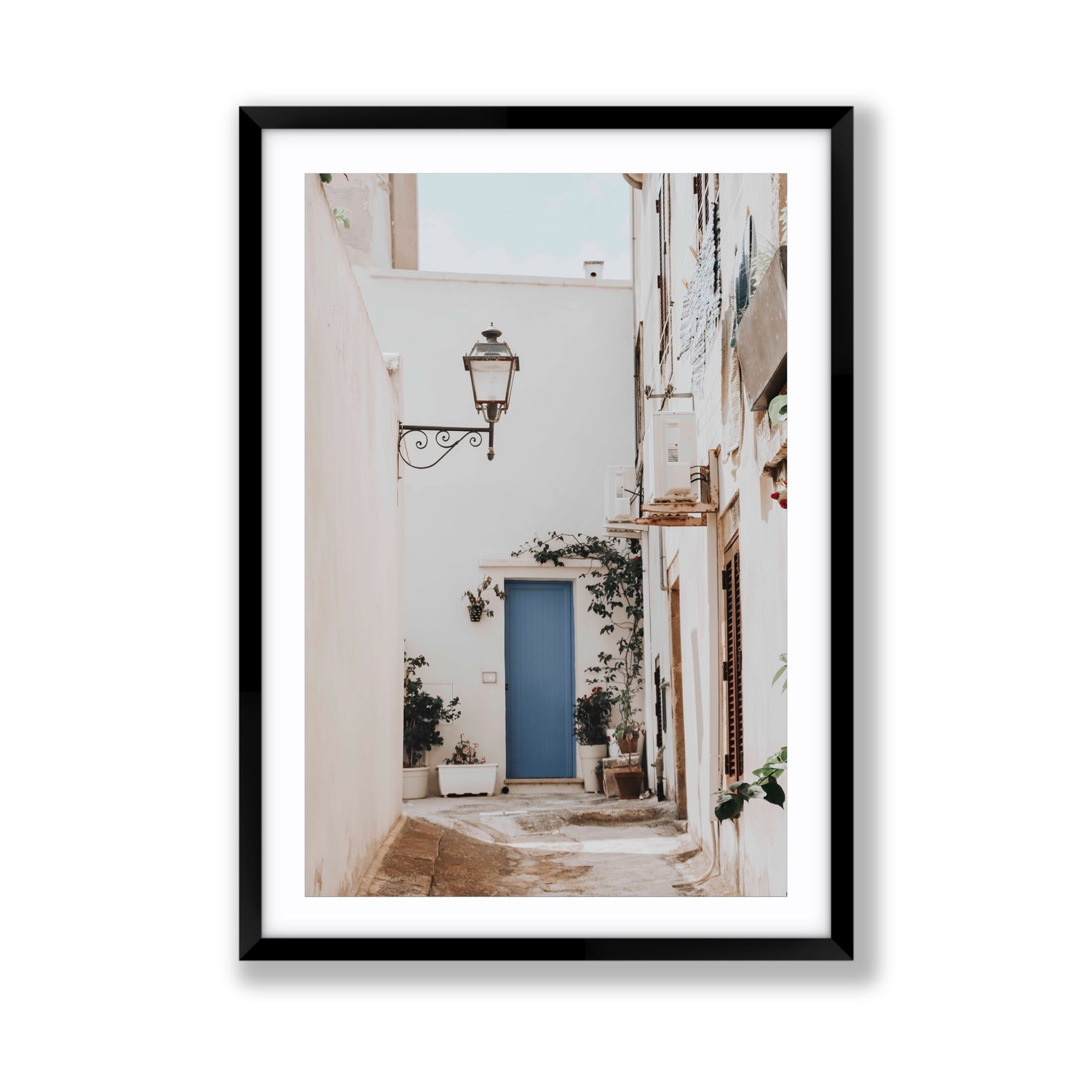 Entry Envy Puglia Ostuni wall art Giant fine art print in black frame with matboard
