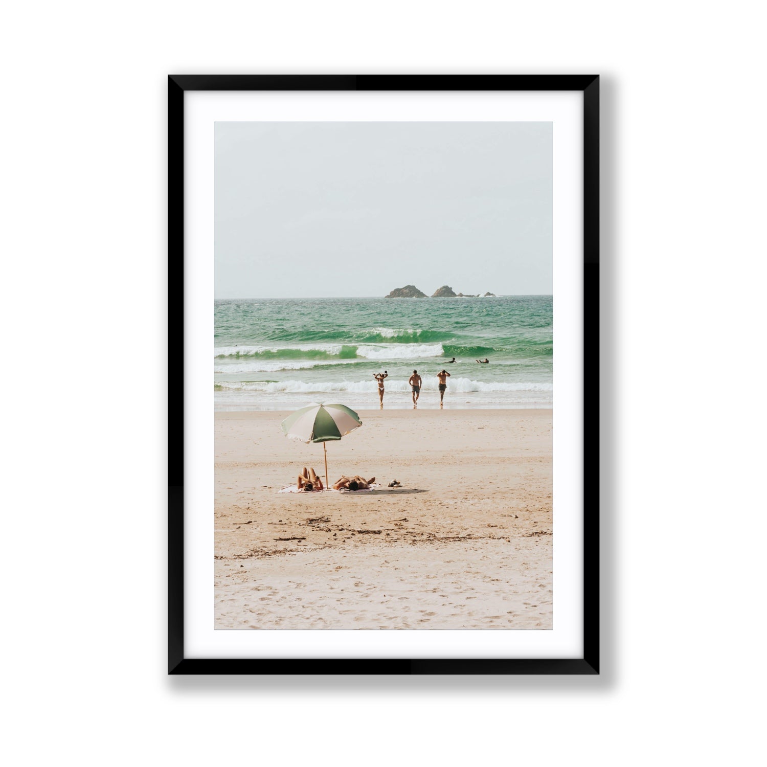 Escape The Ordinary Byron Bay coastal decor wall art Giant fine art print in black frame with matboard