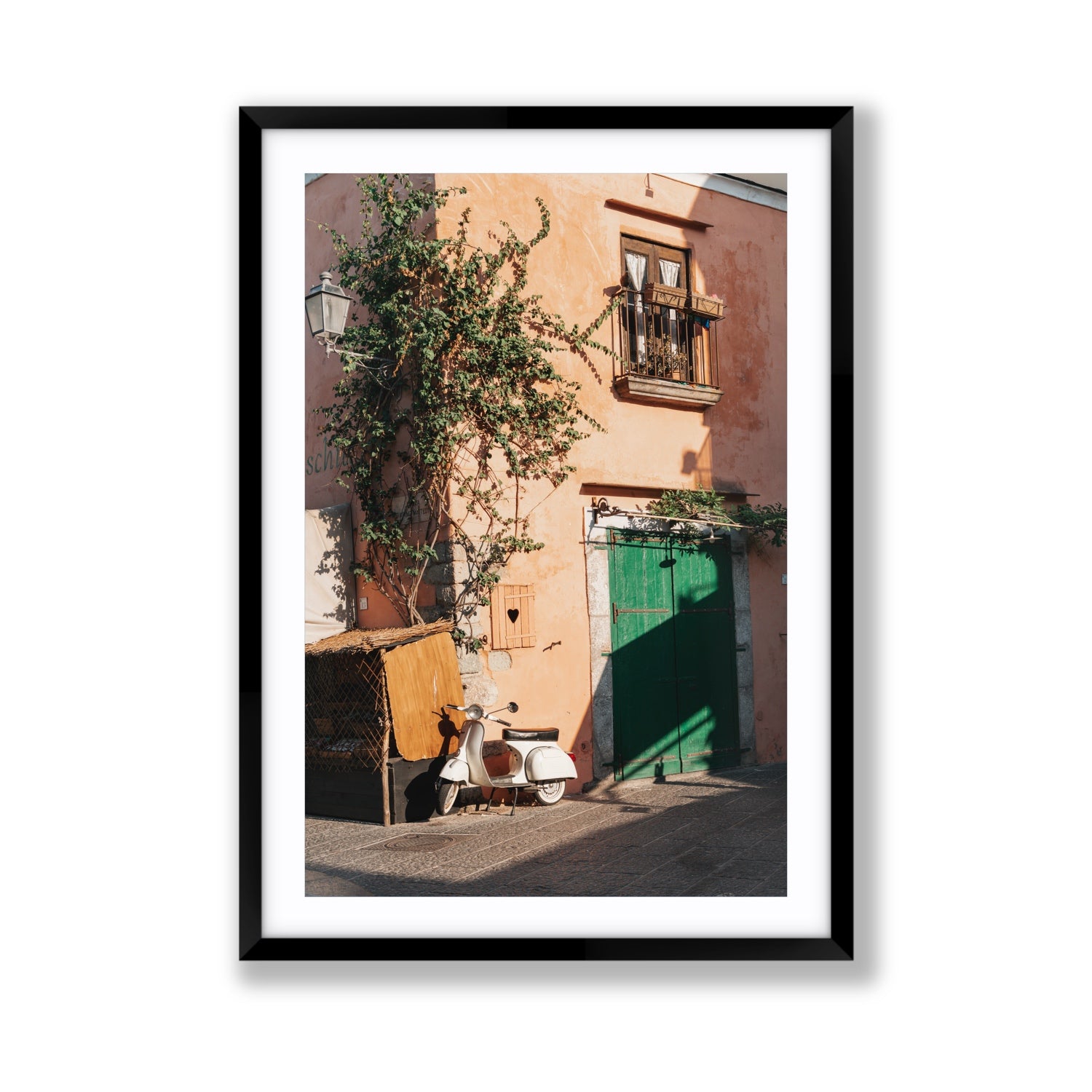 La Casa Ischia Italian Mediterranean decor wall art Giant fine art print in black frame with matboard