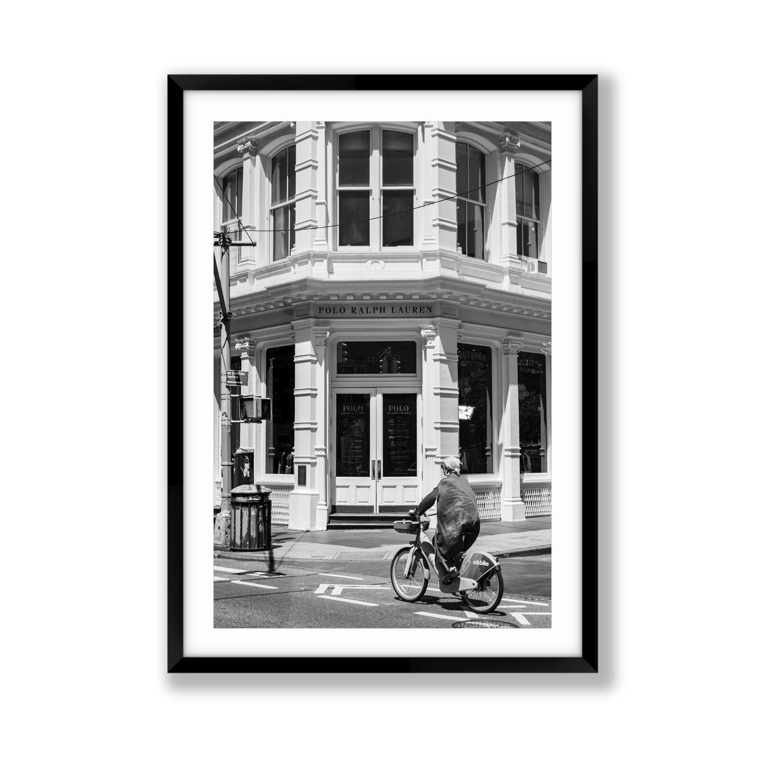 Downtown Rider New York NYC Black & White wall art Giant fine art print in black frame with matboard