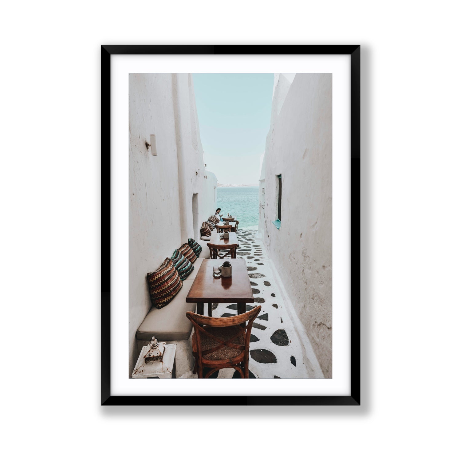 Trip Down Memory Lane fine art print, Mykonos, Greece, Giant, Black Frame · Matboard, Fine Art Print