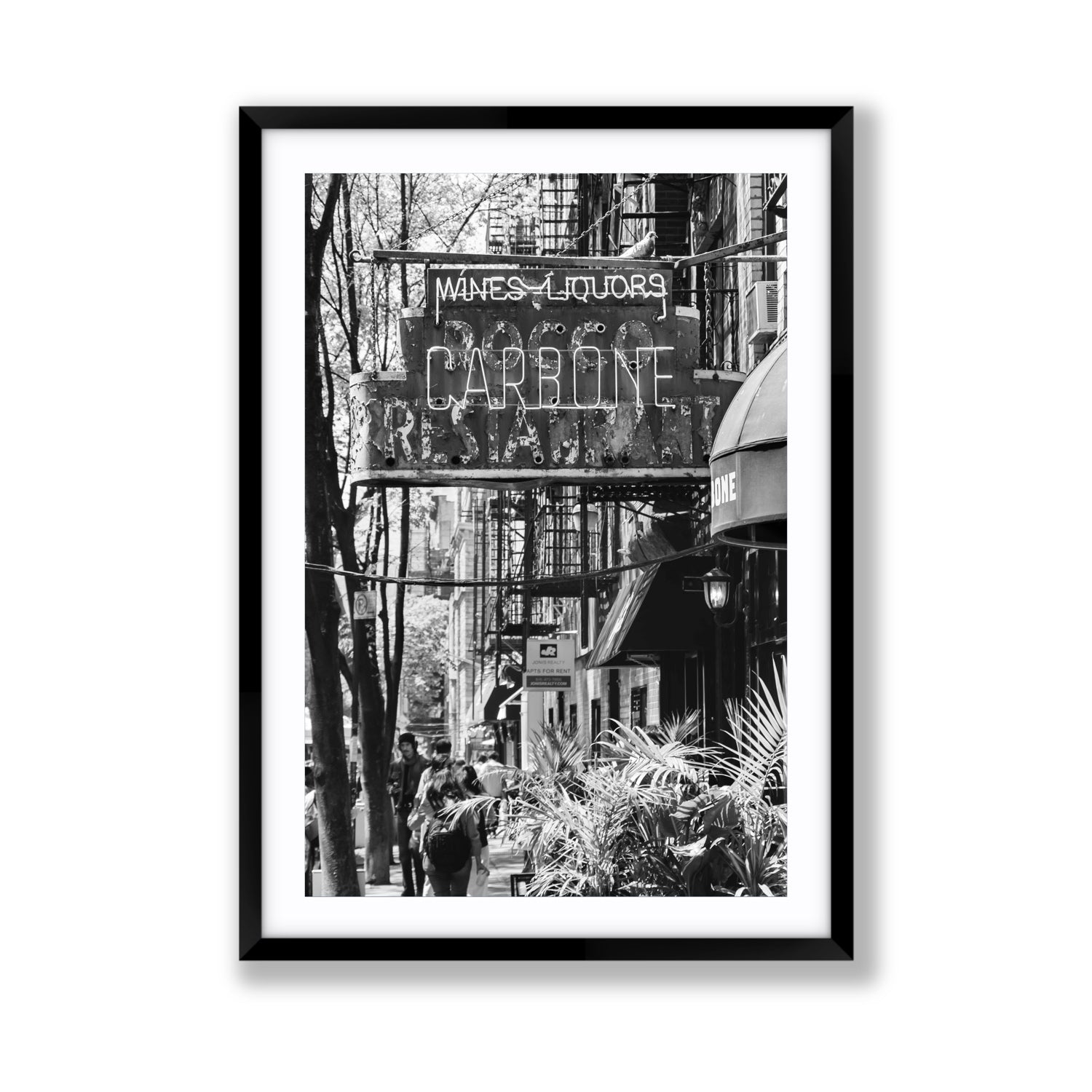 Paparazzi To Pasta New York NYC Black & White wall art Giant fine art print in black frame with matboard