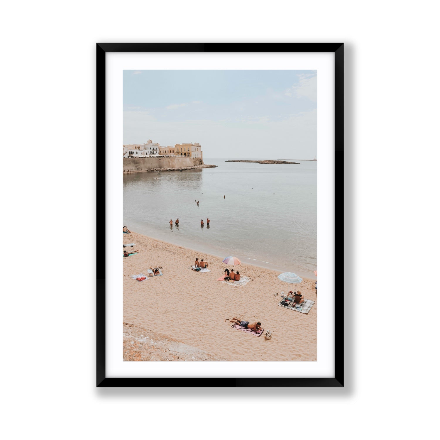 Spiaggia della Purita Puglia coastal art print Giant fine art print in black frame with matboard