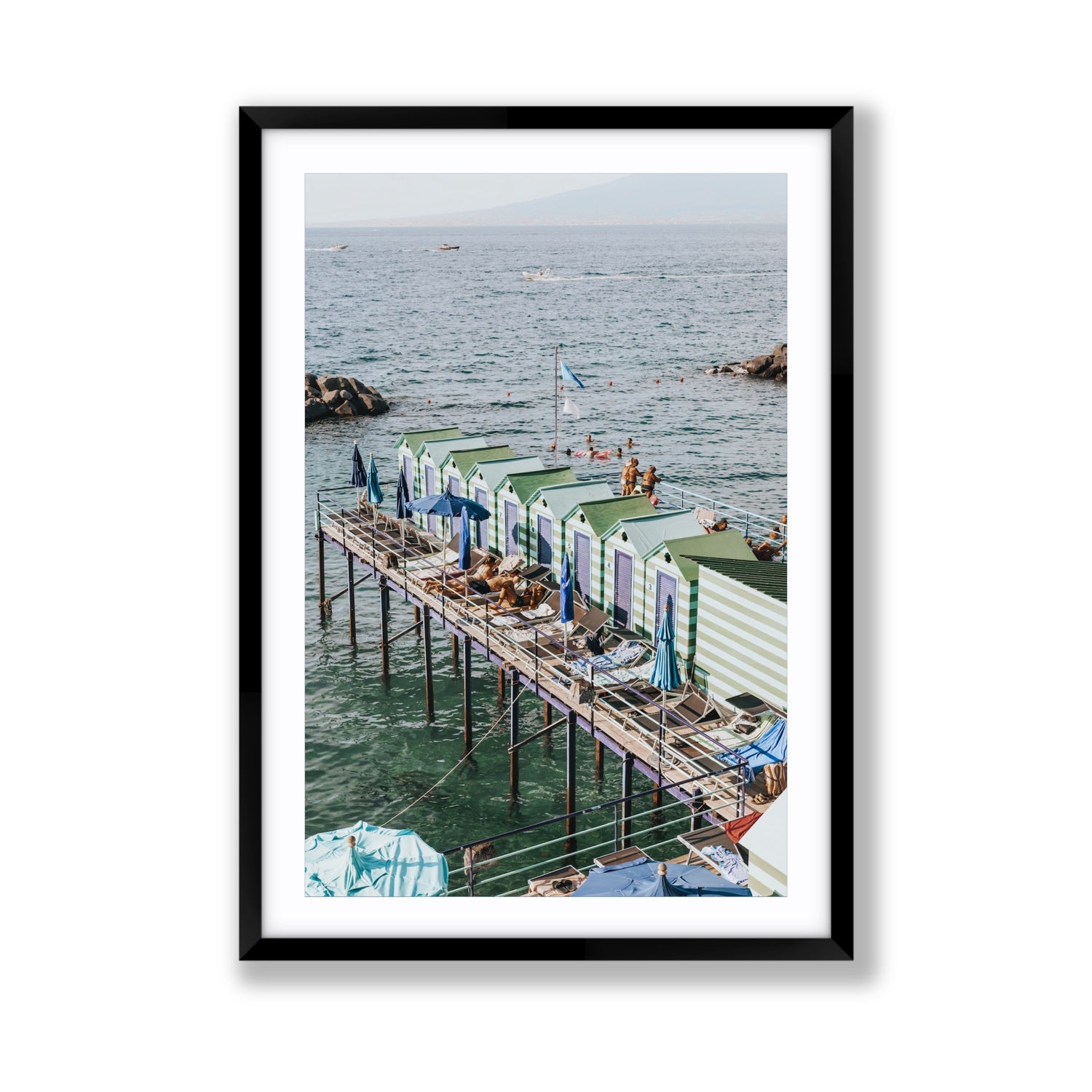 Cabine da Spiaggia fine art print, Sorrento, Italy, Giant, Black Frame · Matboard, Fine Art Print