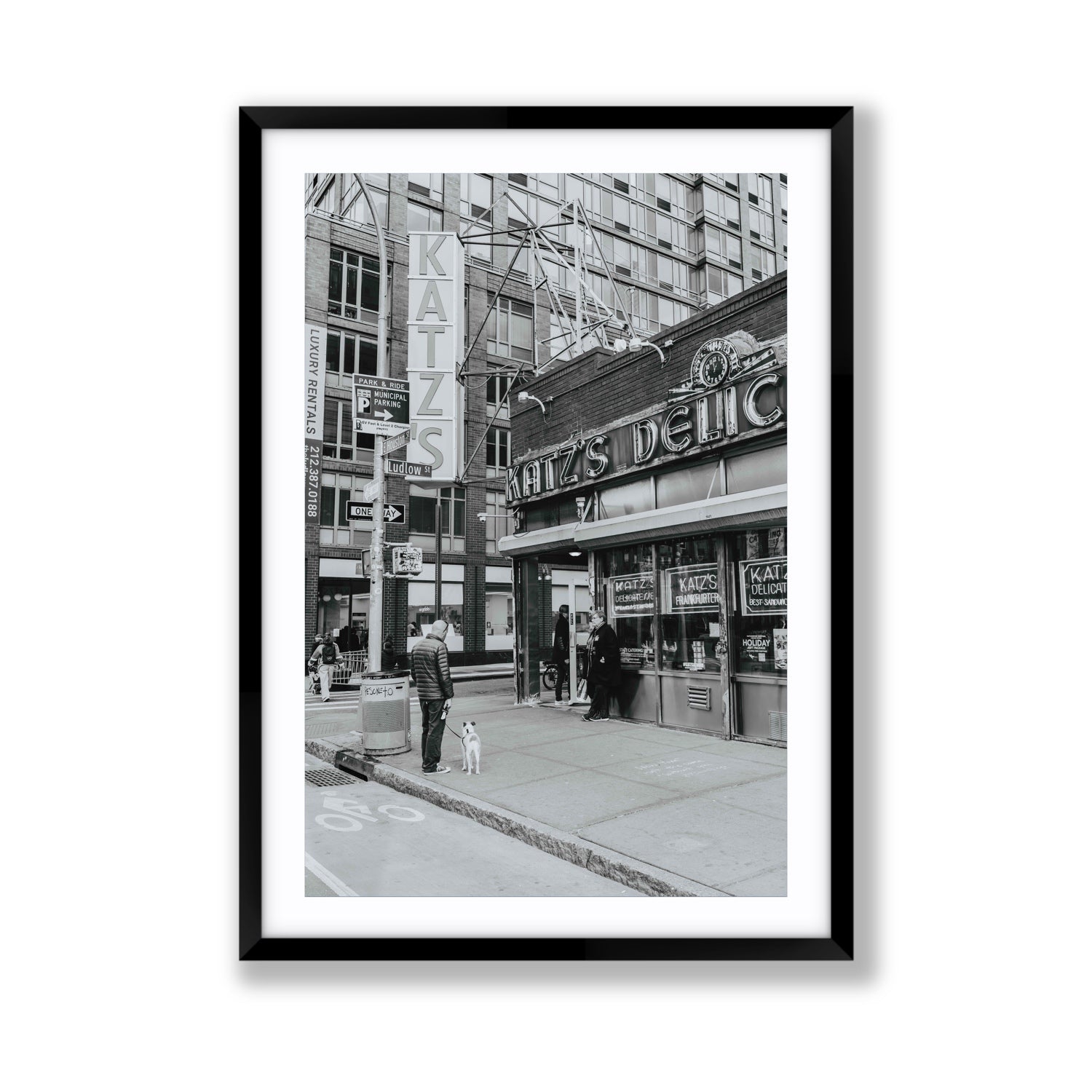 Graphite Gotham New York NYC Black & White wall art Giant fine art print in black frame with matboard