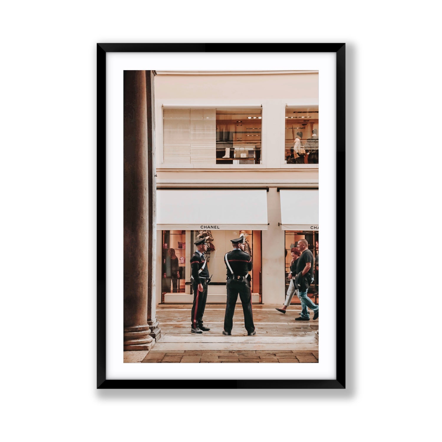 Style Police Venice Italian wall art Giant fine art print in black frame with matboard