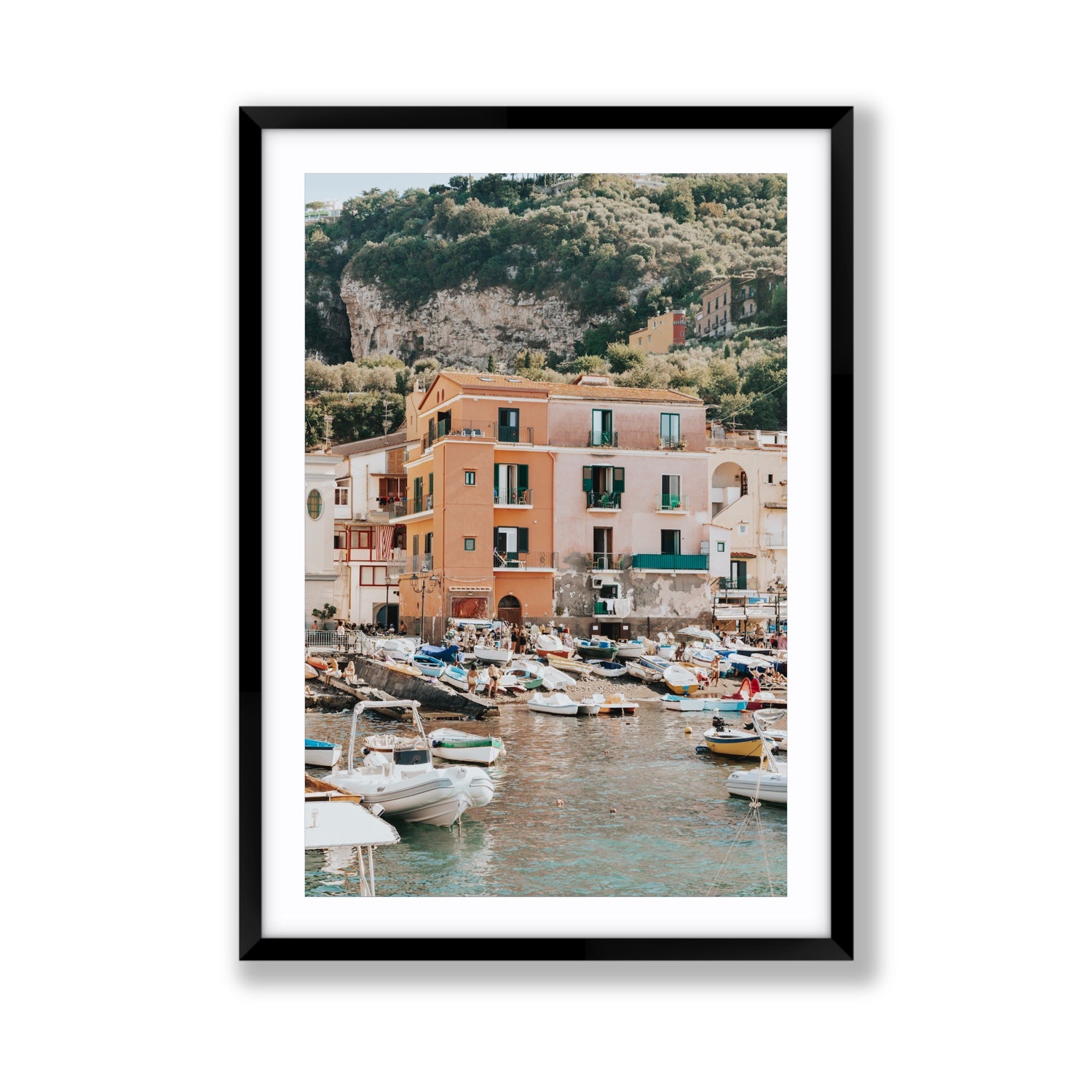 Boatyard Bliss fine art print, Sorrento, Italy, Giant, Black Frame · Matboard, Fine Art Print