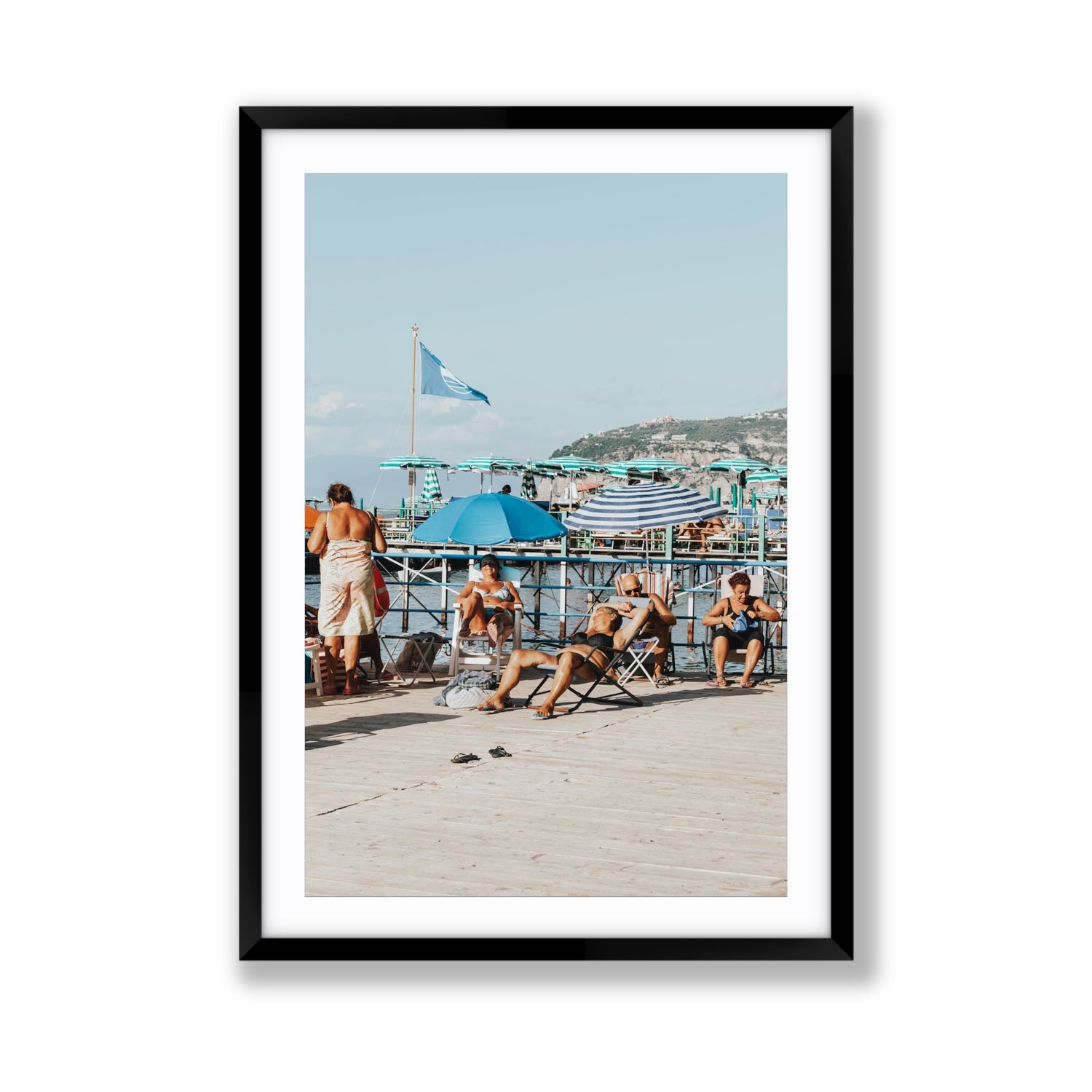 The Golden Years Sorrento Italian wall art Giant fine art print in black frame with matboard