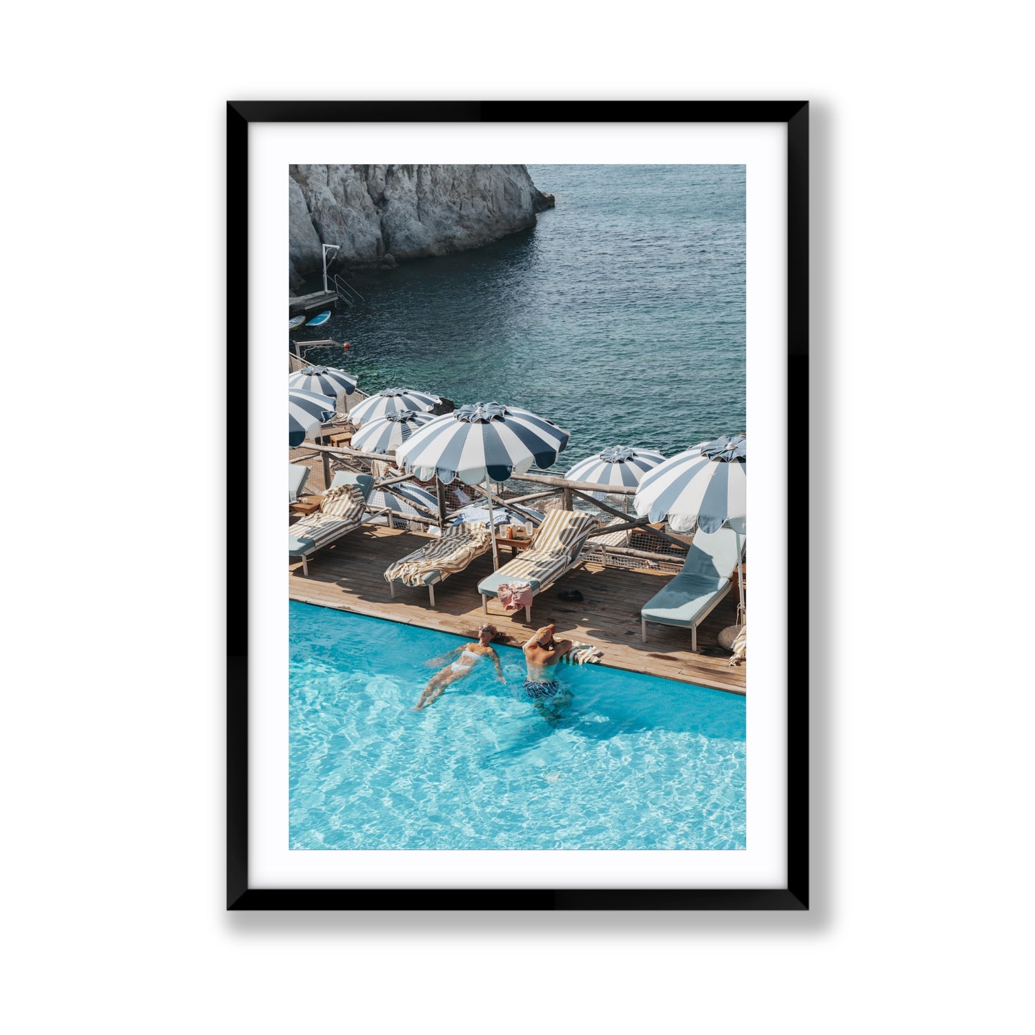 I'm Busy Ischia Italian coastal Mediterranean wall art Giant fine art print in black frame with matboard
