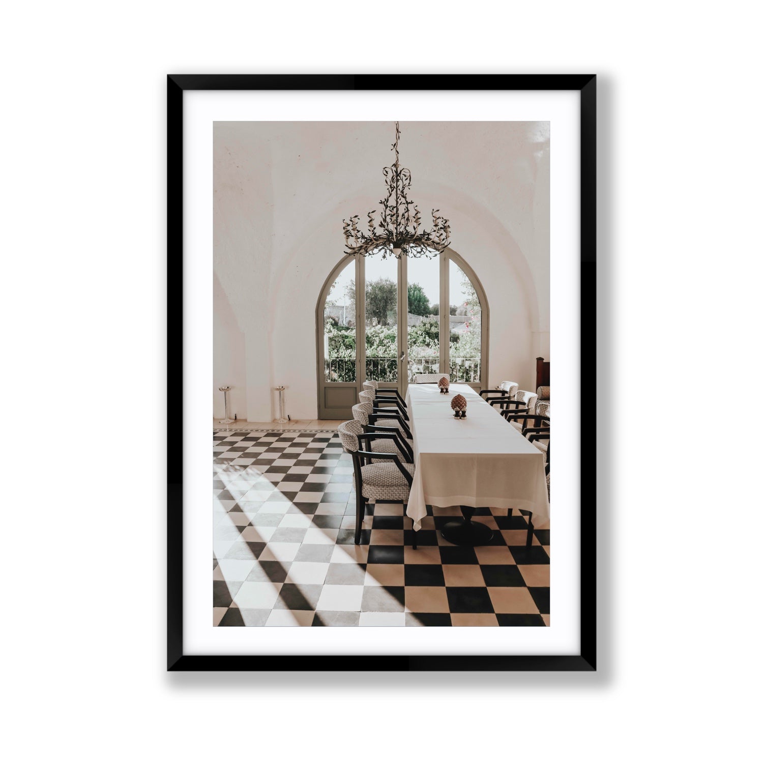 Sunbeam Feast Puglia Wall Italian fine art print Giant fine art print in black frame with matboard
