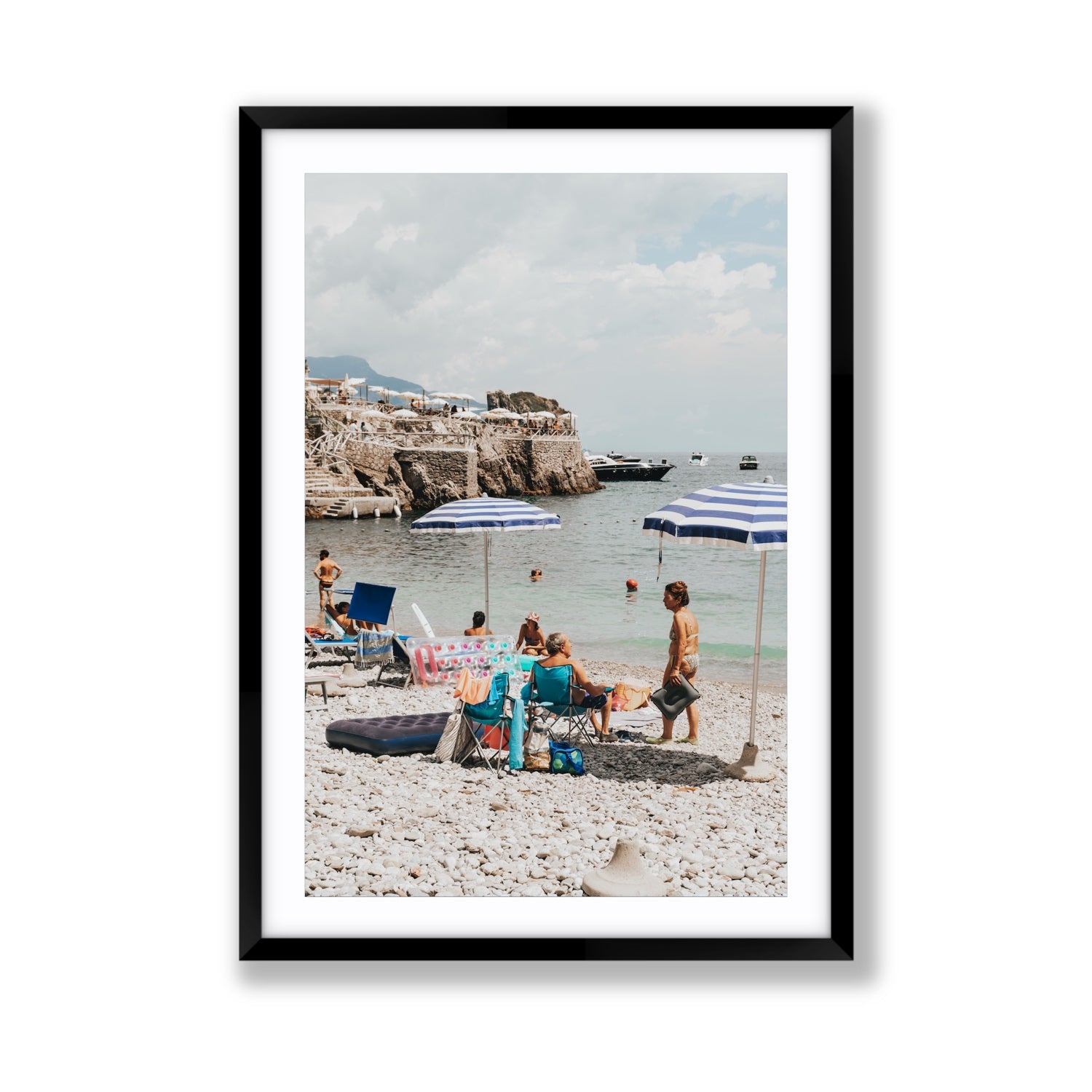 Couple Goals Nerano Amalfi Coast coastal wall art Giant fine art print in black frame with matboard