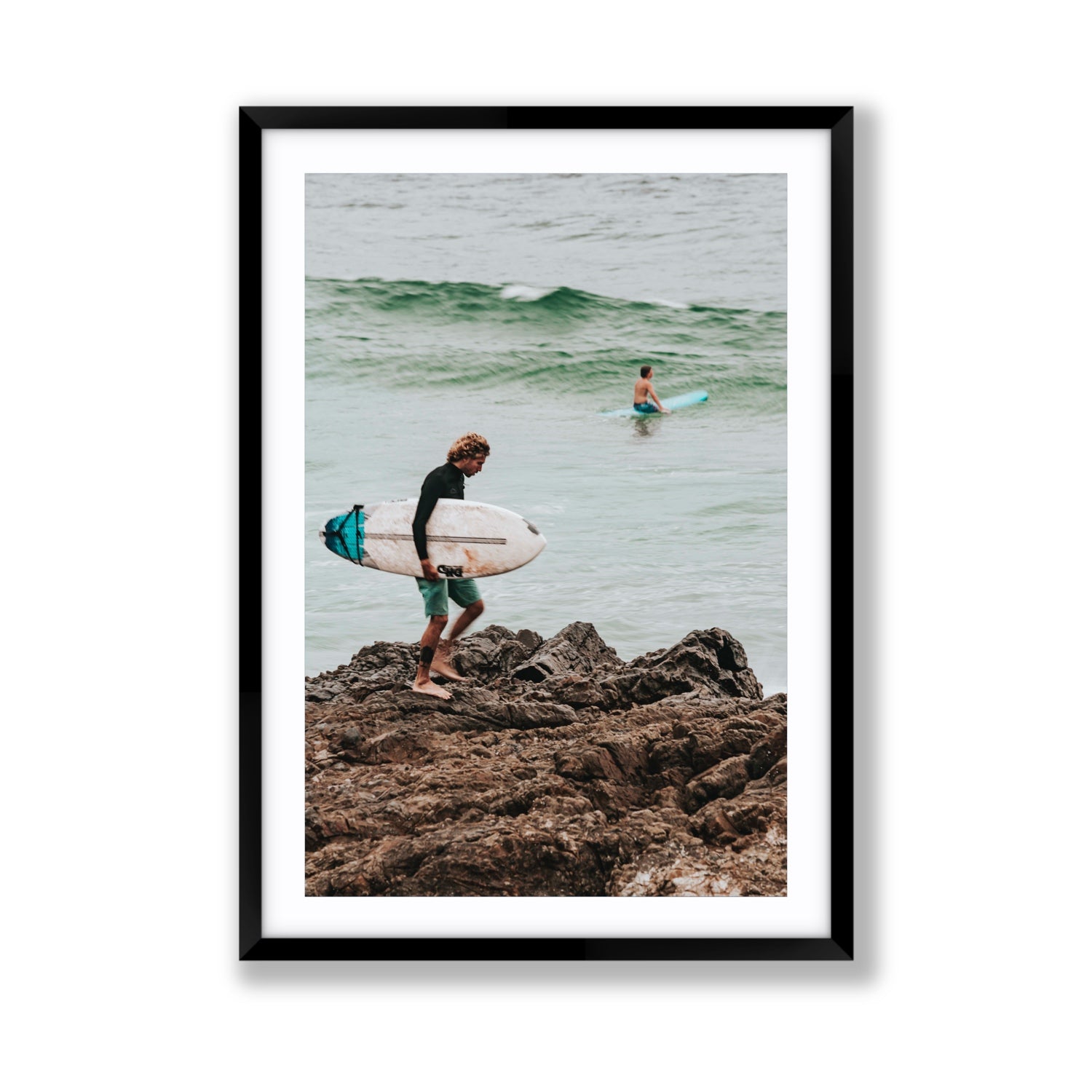 Not All Who Wander Are Lost Byron Bay Surf wall art Giant fine art print in black frame with matboard