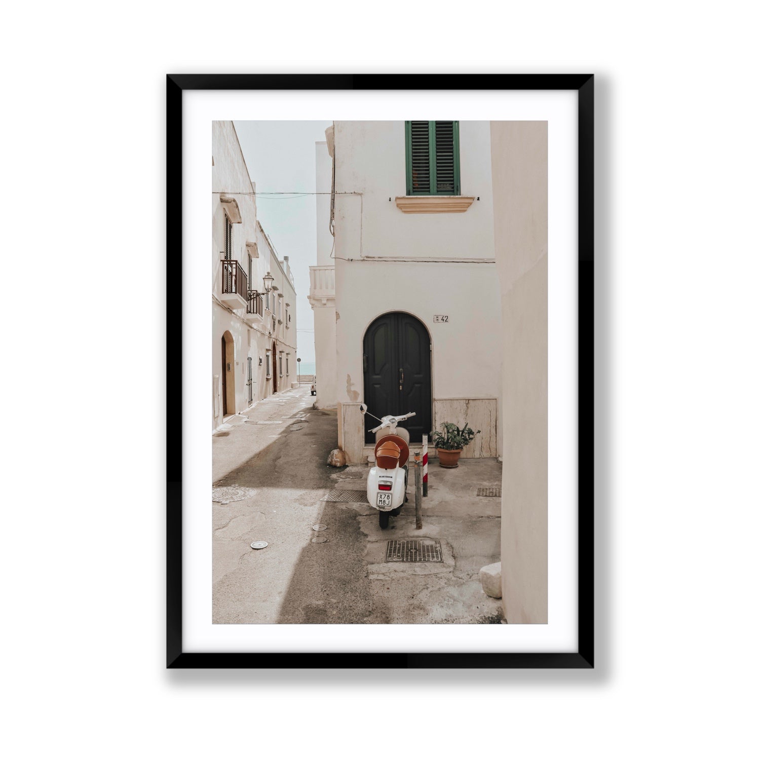 La Casa 42 Puglia Gallipoli Italian wall art Giant fine art print in black frame with matboard