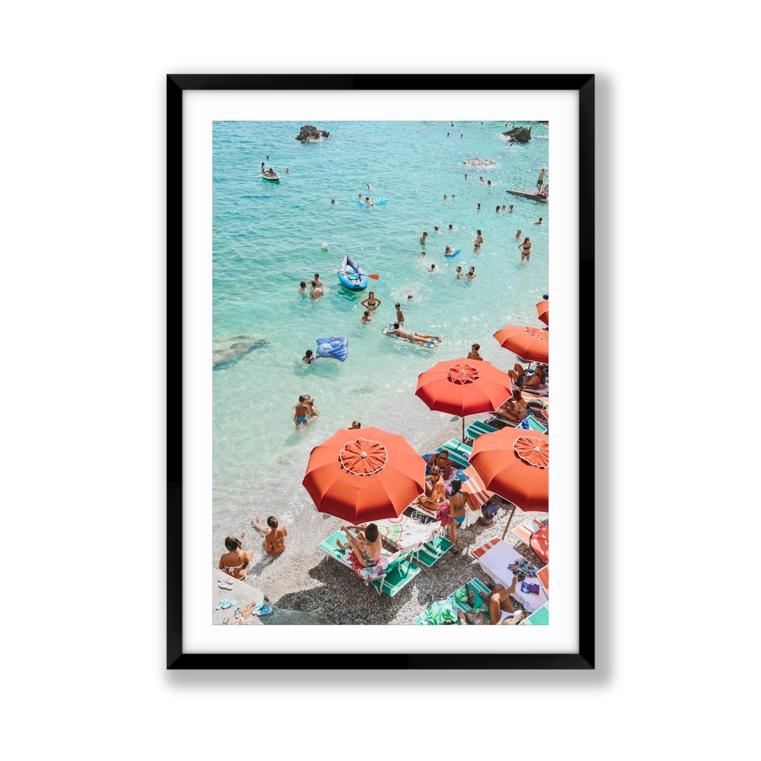Easy Street Capri Italian beach wall art Giant fine art print in black frame with matboard