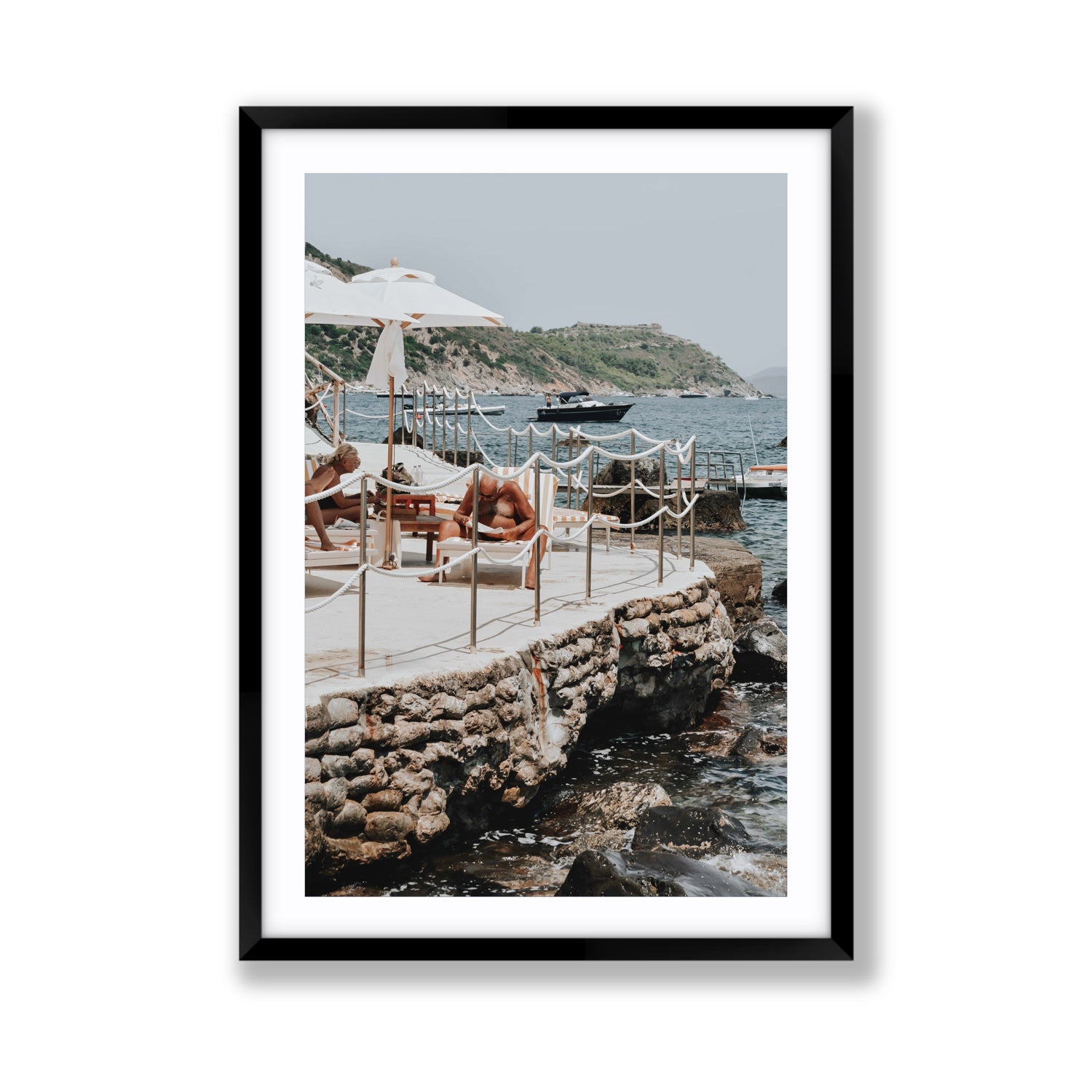 Nonno e Nonna Tuscany coastal Italian wall art Giant fine art print in black frame with matboard