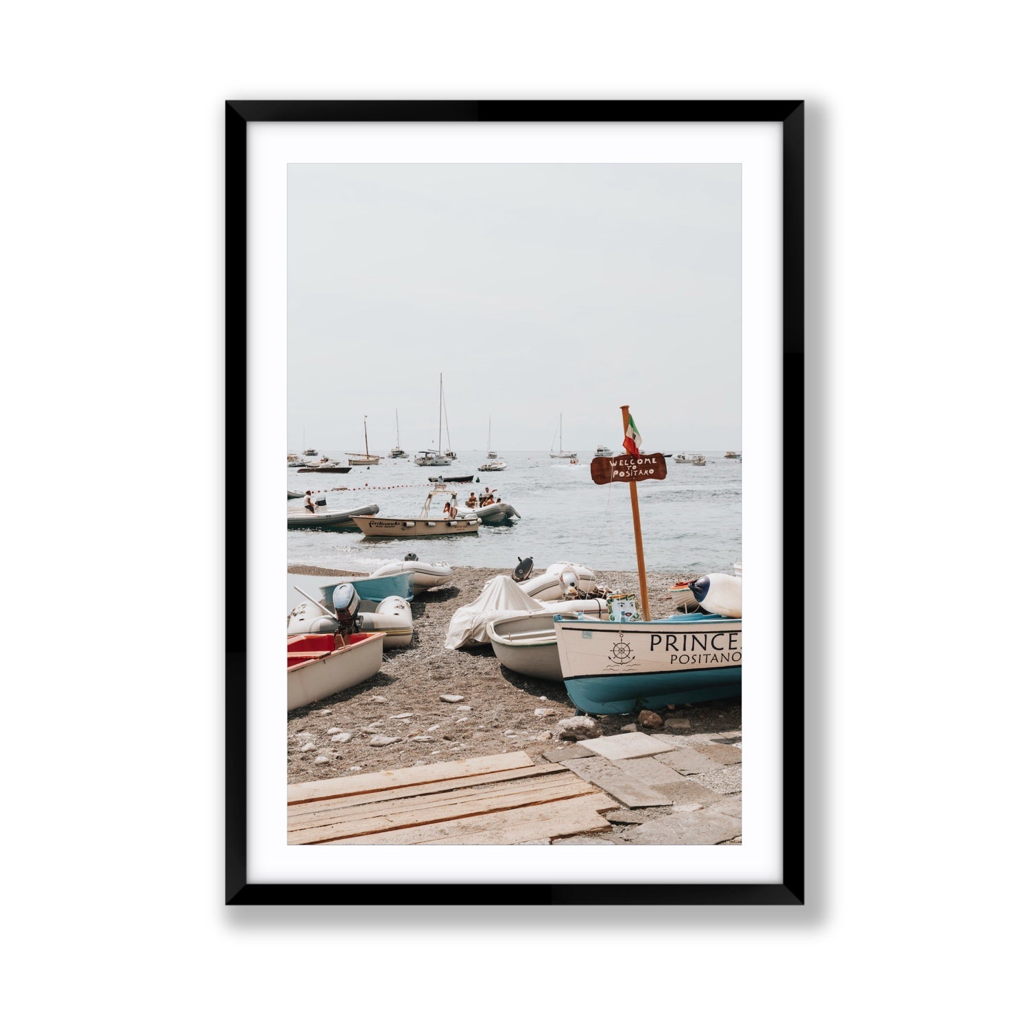 Coming Home fine art print, Positano, Italy, Giant, Black Frame · Matboard, Fine Art Print