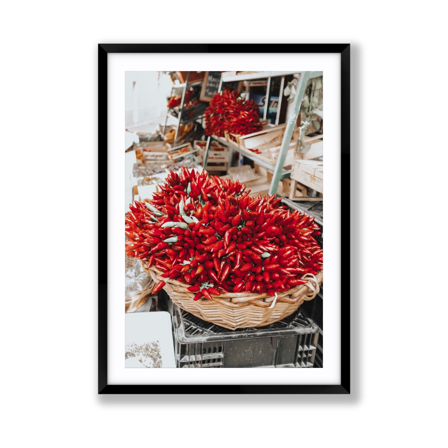 Spicy Bunch Puglia Italian wall art Giant fine art print in black frame with matboard