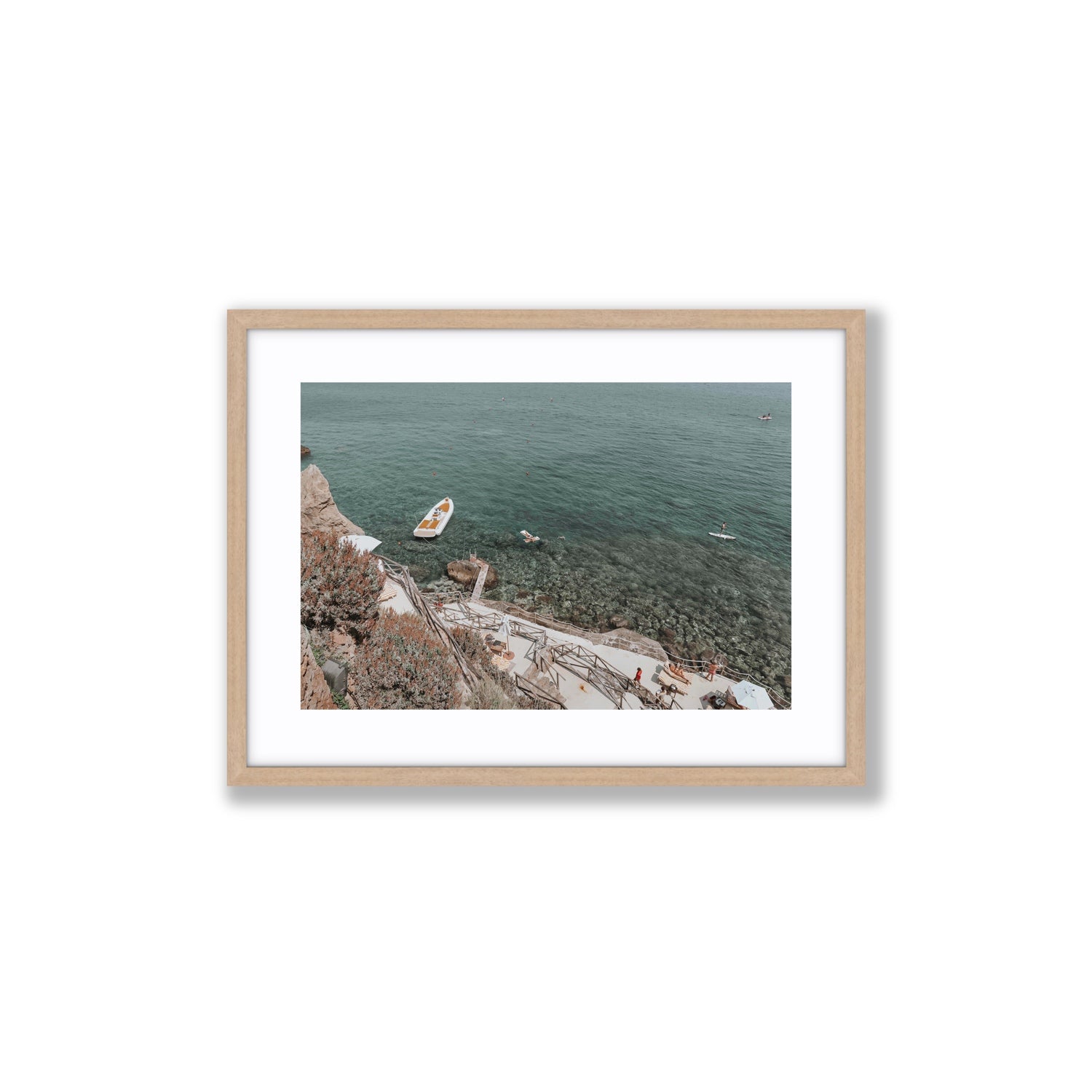 The Lagoon Tuscany coastal Italian wall art Medium fine art print in natural oak frame with matboard