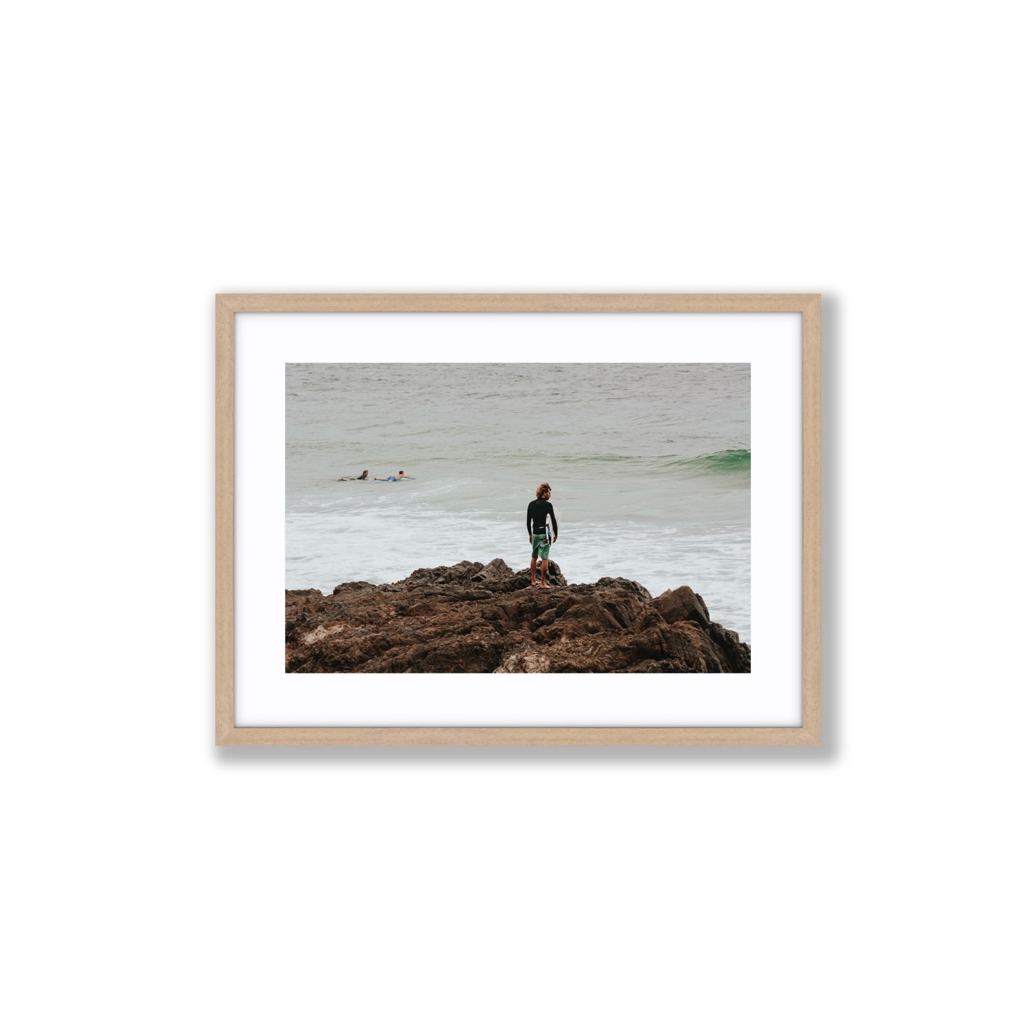 Let The Sea Set You Free Byron Bay Surf wall art Medium fine art print in natural oak frame with matboard