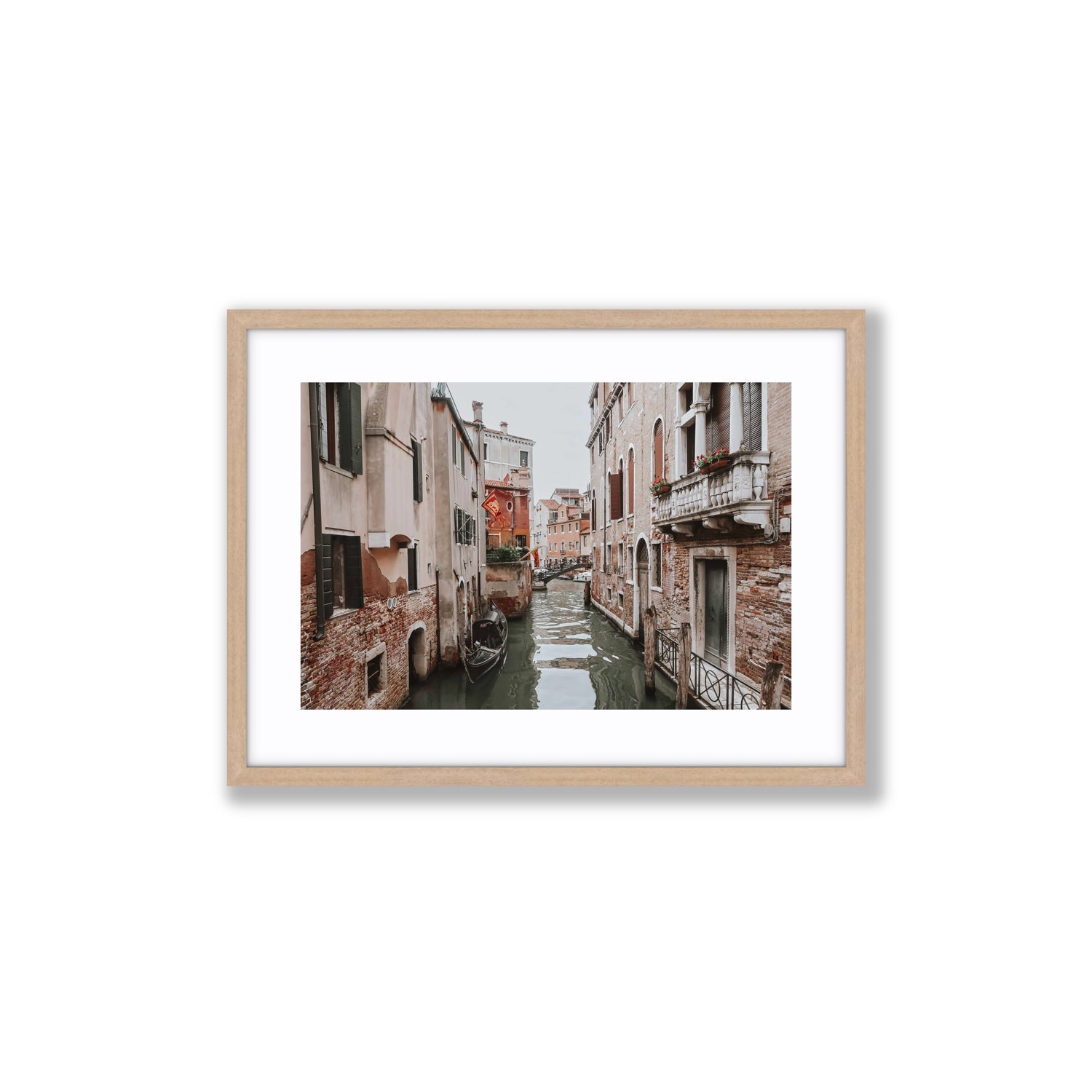 Venetian Gothic Venice Canal Italian wall art Medium fine art print in natural oak frame with matboard