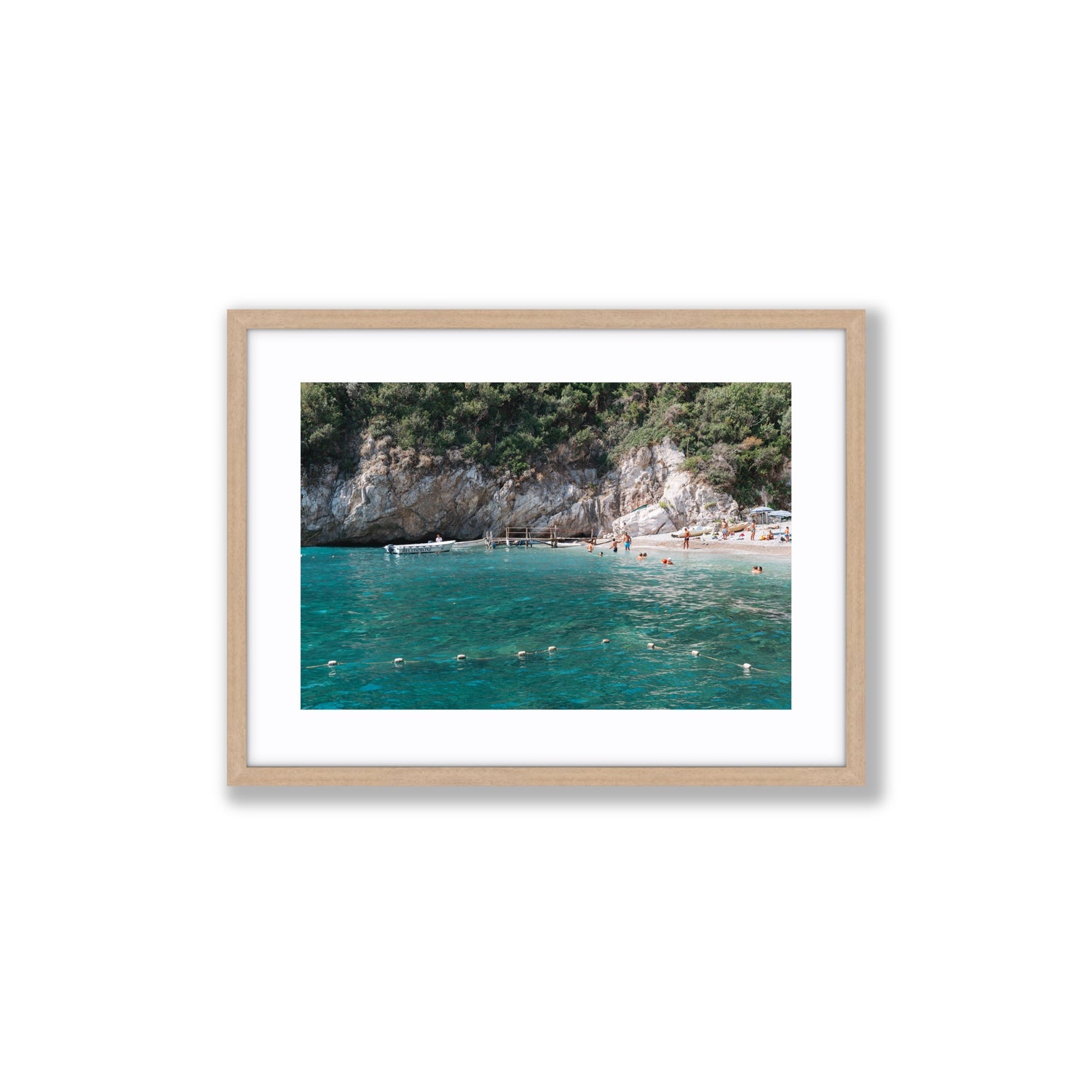Azure Abyss Nerano wall art Medium fine art print in natural oak frame with matboard