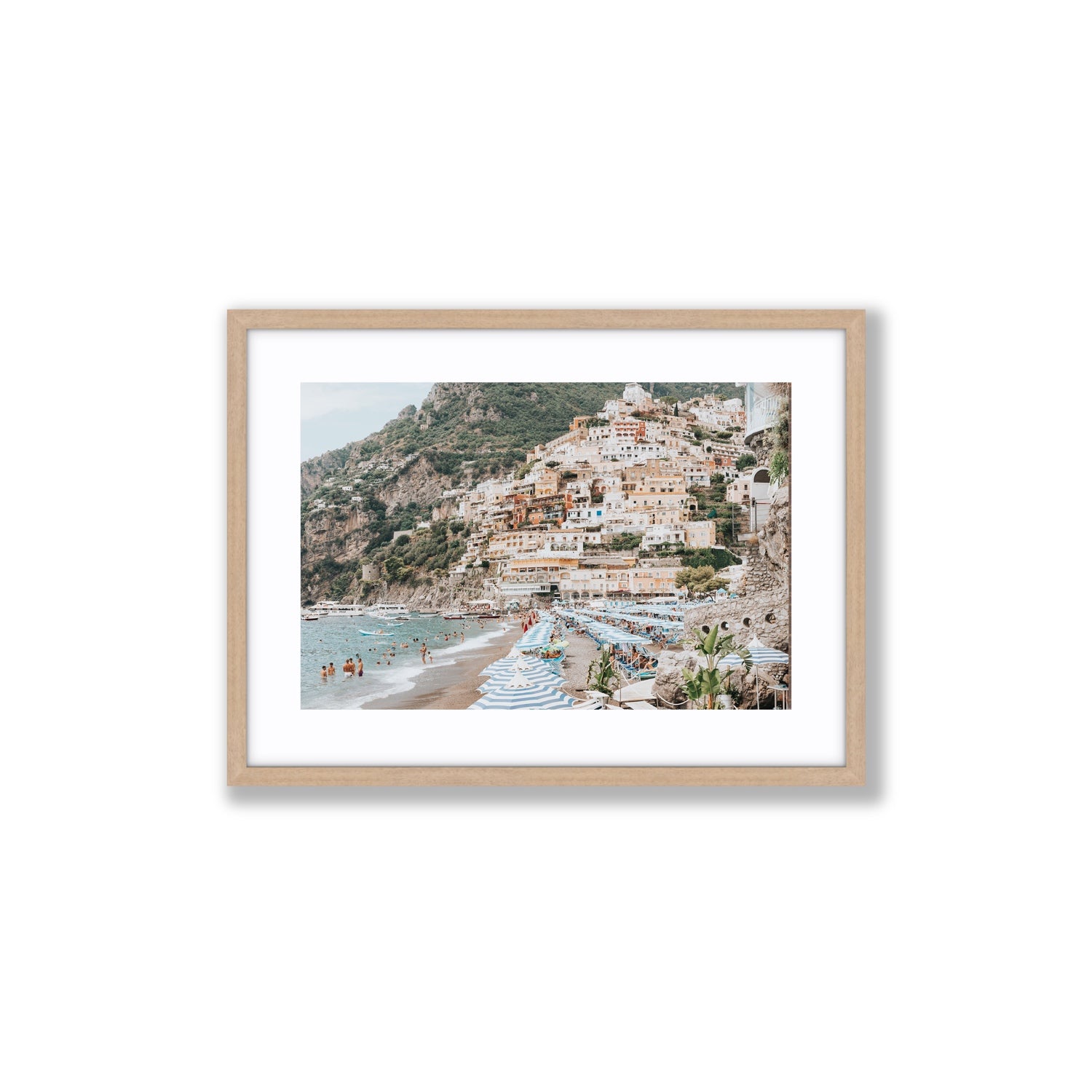 Villagio Sul Mare fine art print, Positano, Italy, Medium, Natural Oak Frame · Matboard, Fine Art Print
