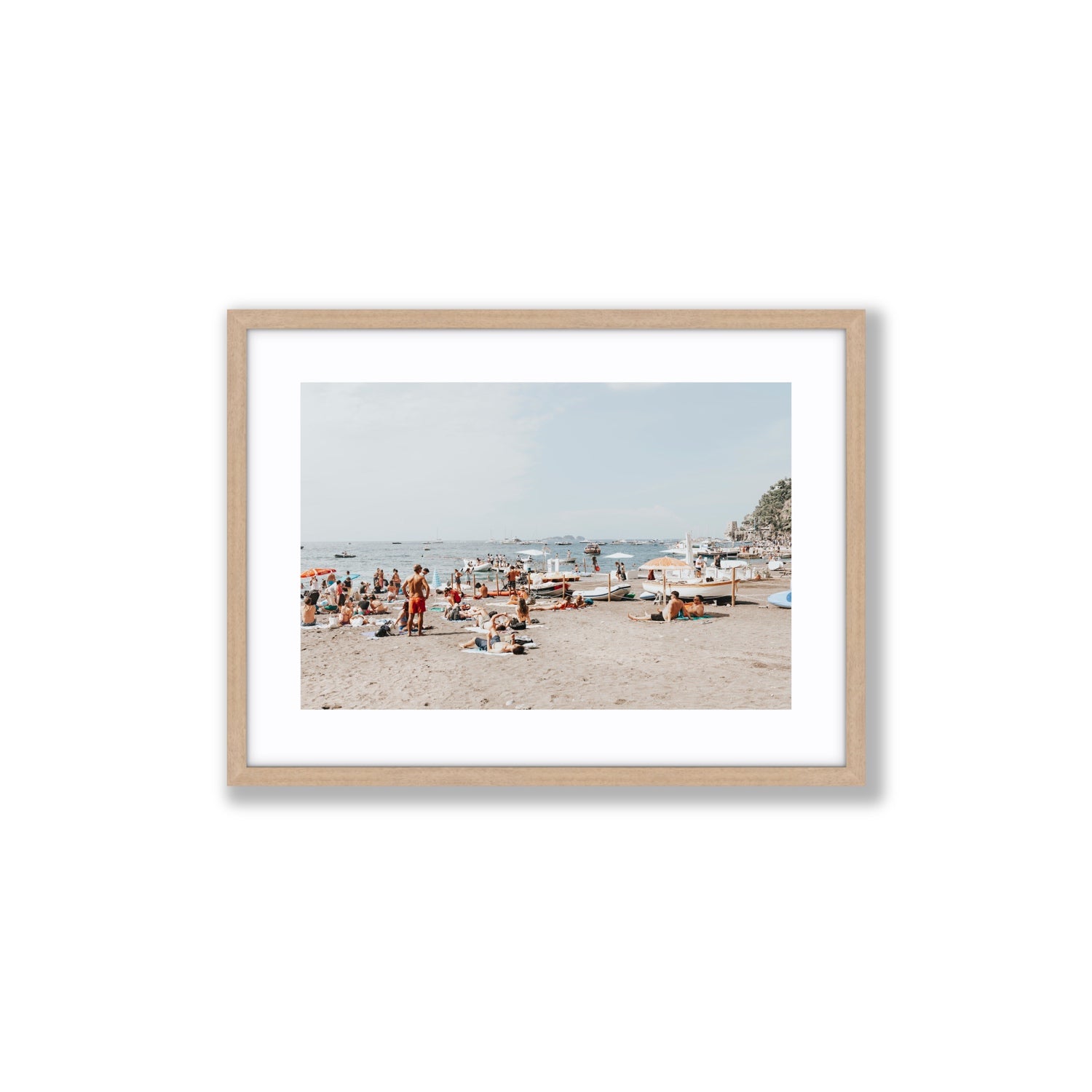 Beachy Vibes fine art print, Positano, Italy, Medium, Natural Oak Frame · Matboard, Fine Art Print
