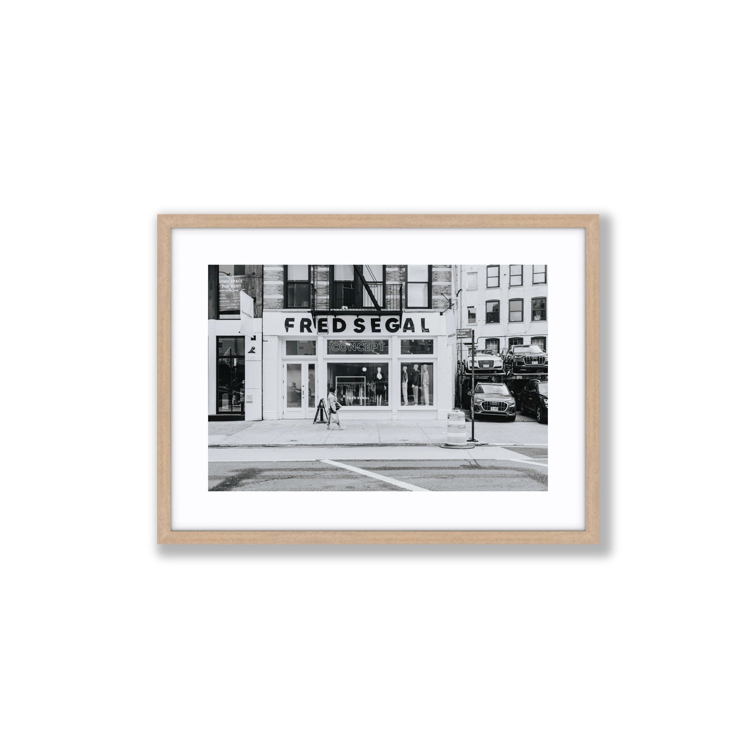 Noir York New York NYC Black & White wall art Medium fine art print in natural oak frame with matboard