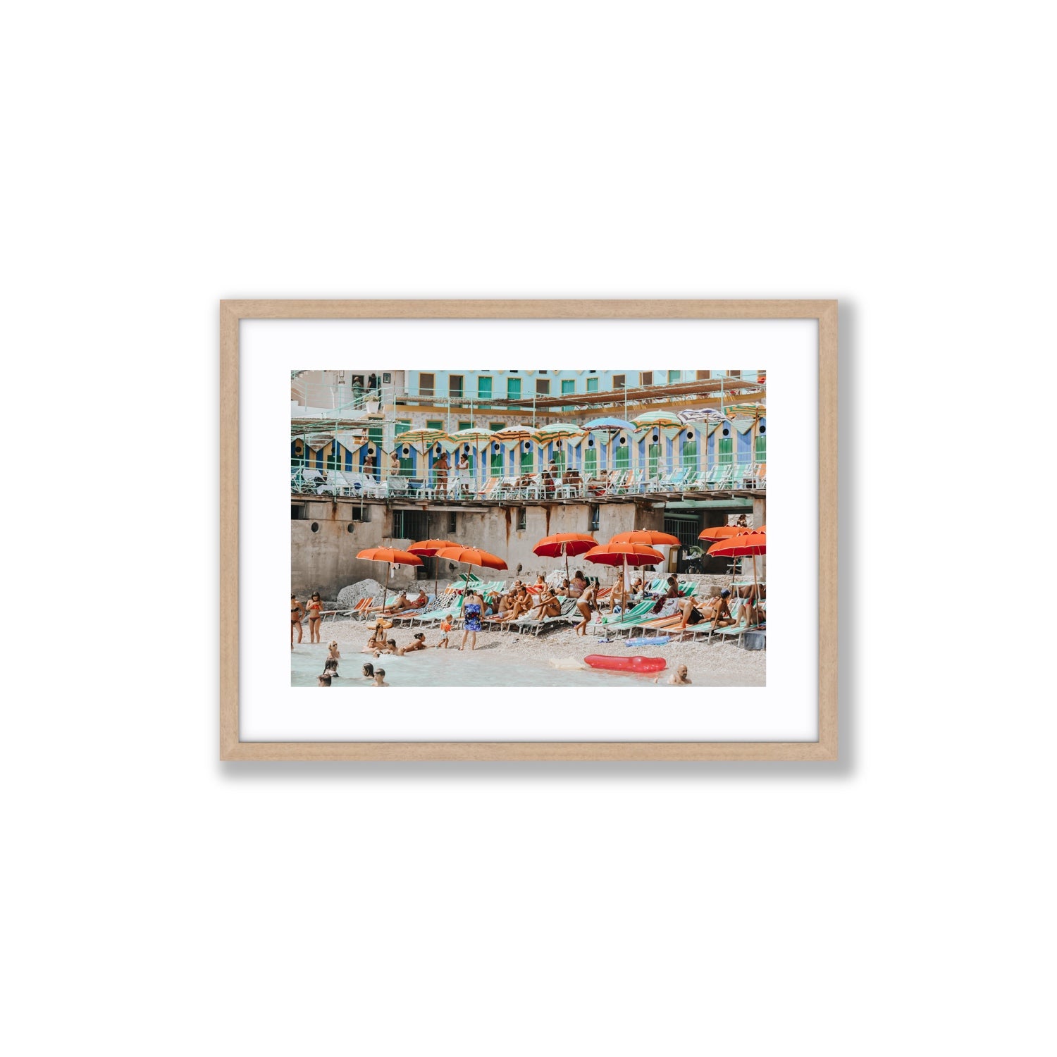 Umbrella Fiesta fine art print, Capri, Italy, Medium, Natural Oak Frame · Matboard, Fine Art Print