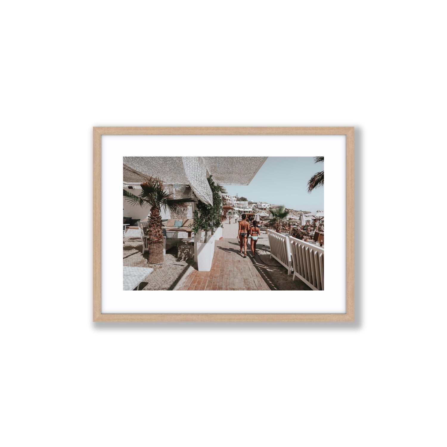 Mitera Kori Mykonos Greek island wall art Medium fine art print in natural oak frame with matboard