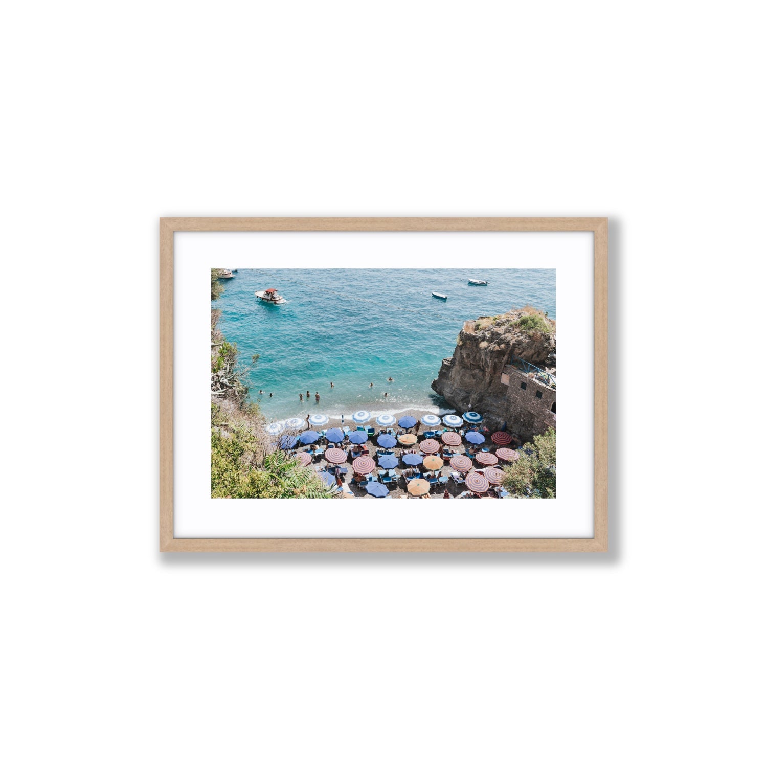 The Cove fine art print, Positano, Italy, Medium, Natural Oak Frame · Matboard, Fine Art Print