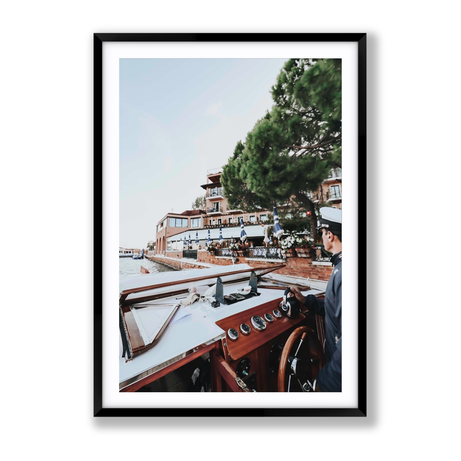 The Driver Venice Canal Italian wall art Gallery fine art print in black frame with matboard