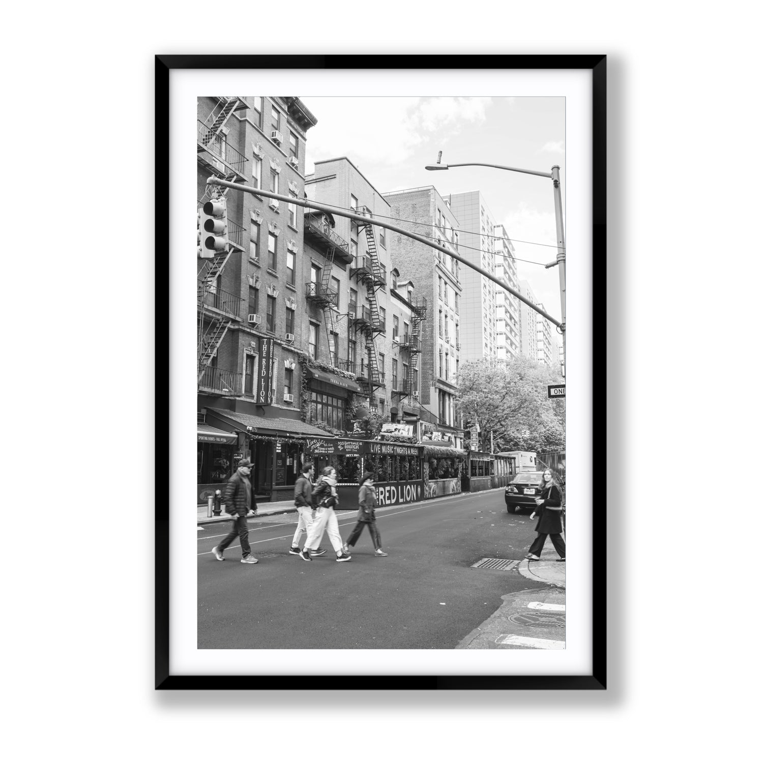 Spectral Streets New York NYC Black & White wall art Gallery fine art print in black frame with matboard