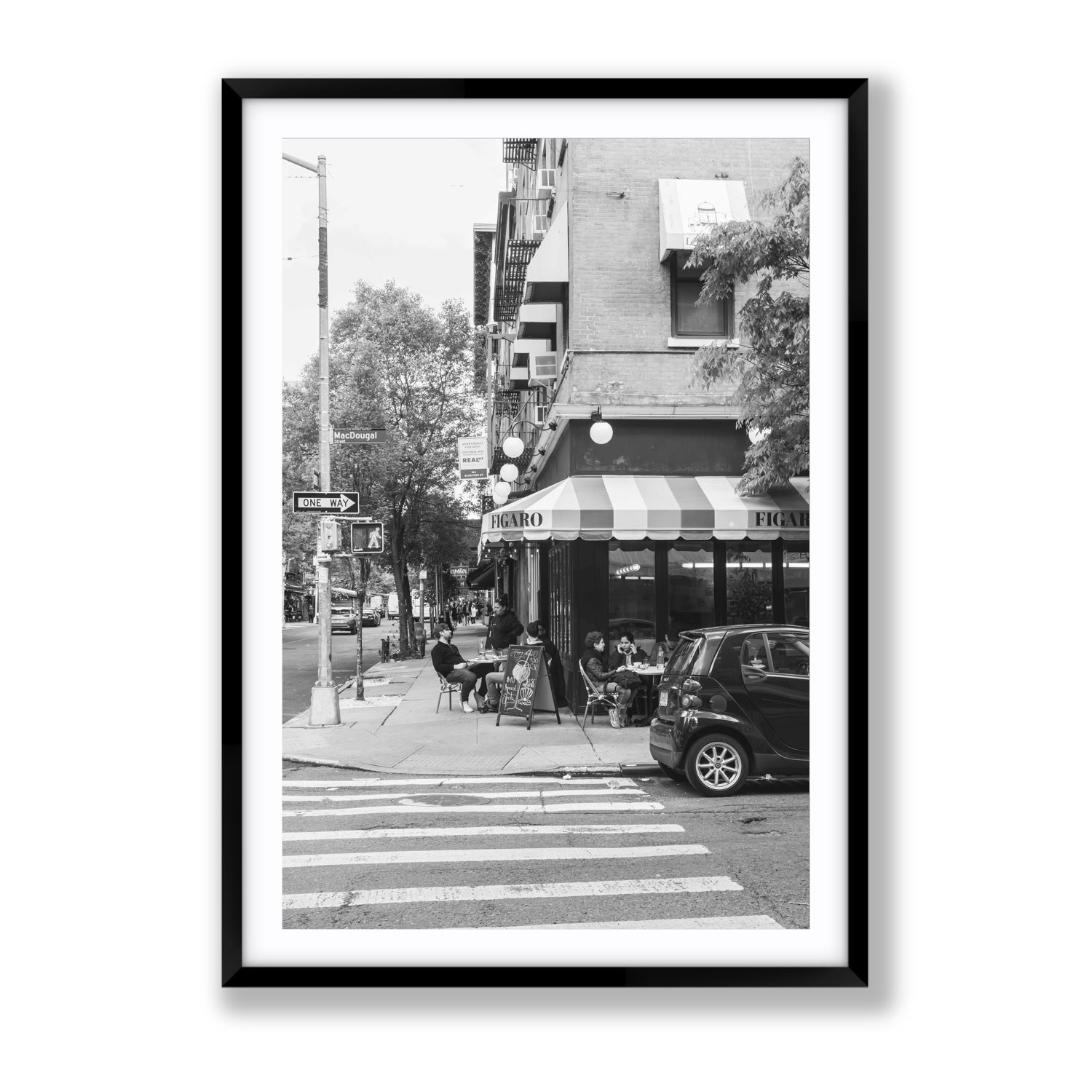 Figaro New York NYC Black & White wall art Gallery fine art print in black frame with matboard