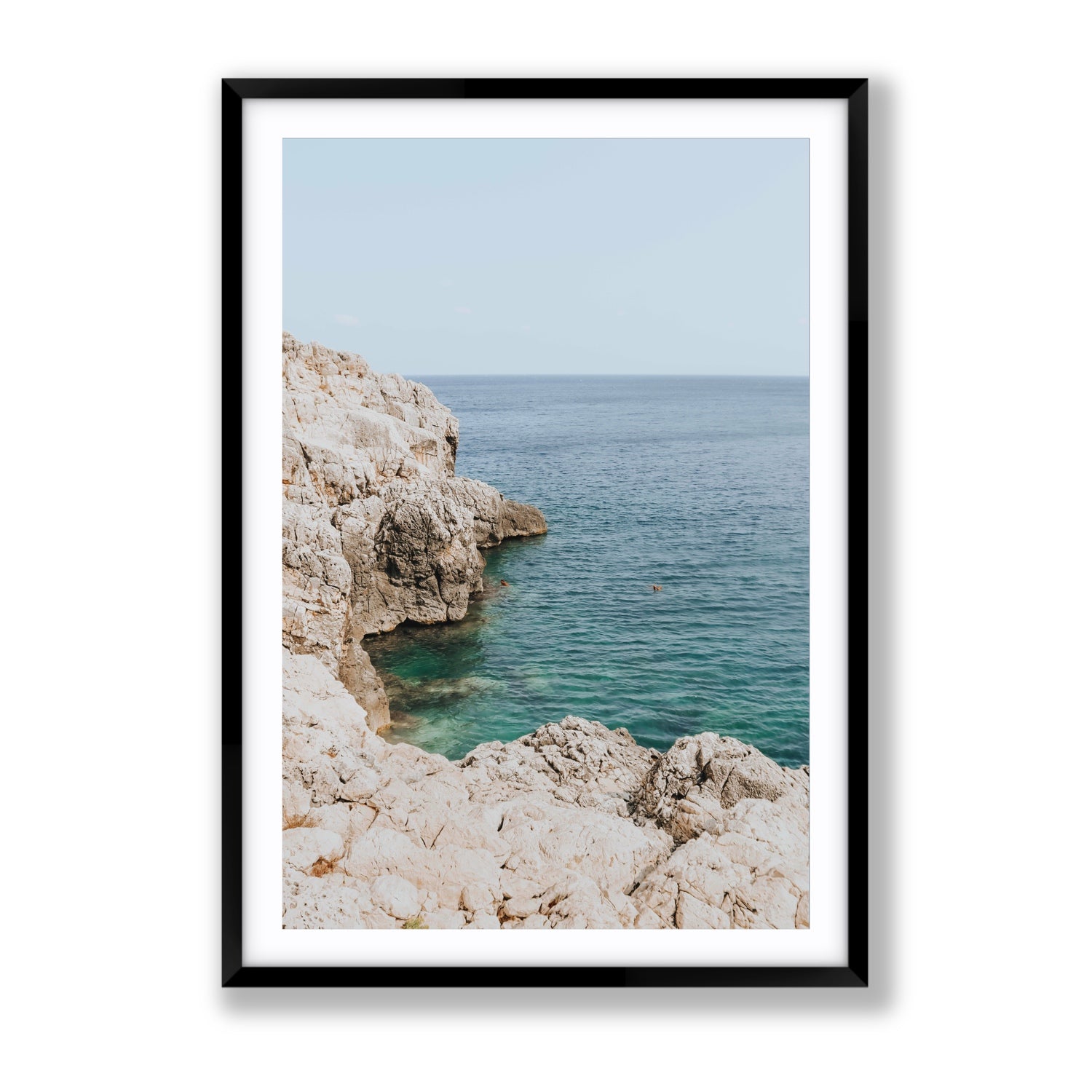 Healing Immersion Puglia Wall Mediterranean fine art print Gallery fine art print in black frame with matboard