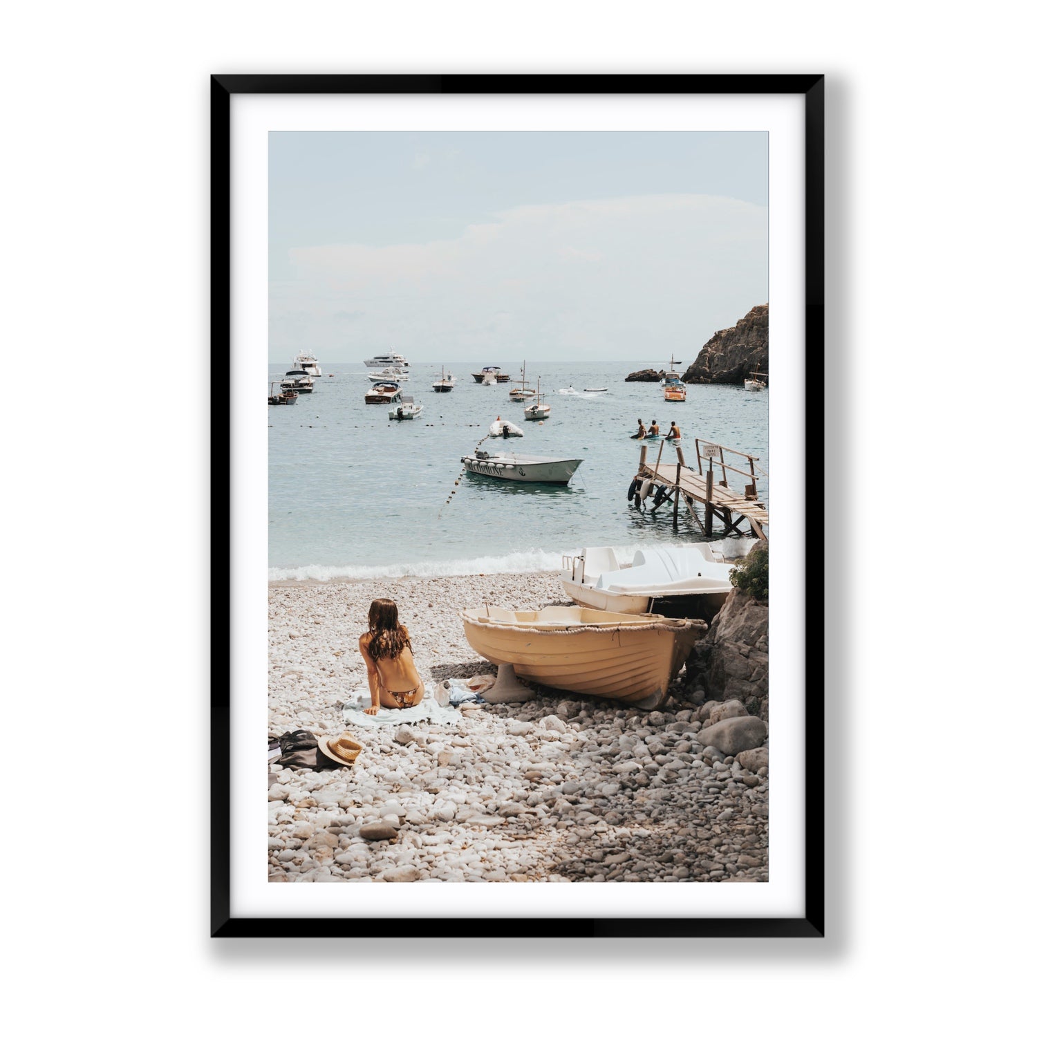 Solo Sojourn Nerano wall art Gallery fine art print in black frame with matboard