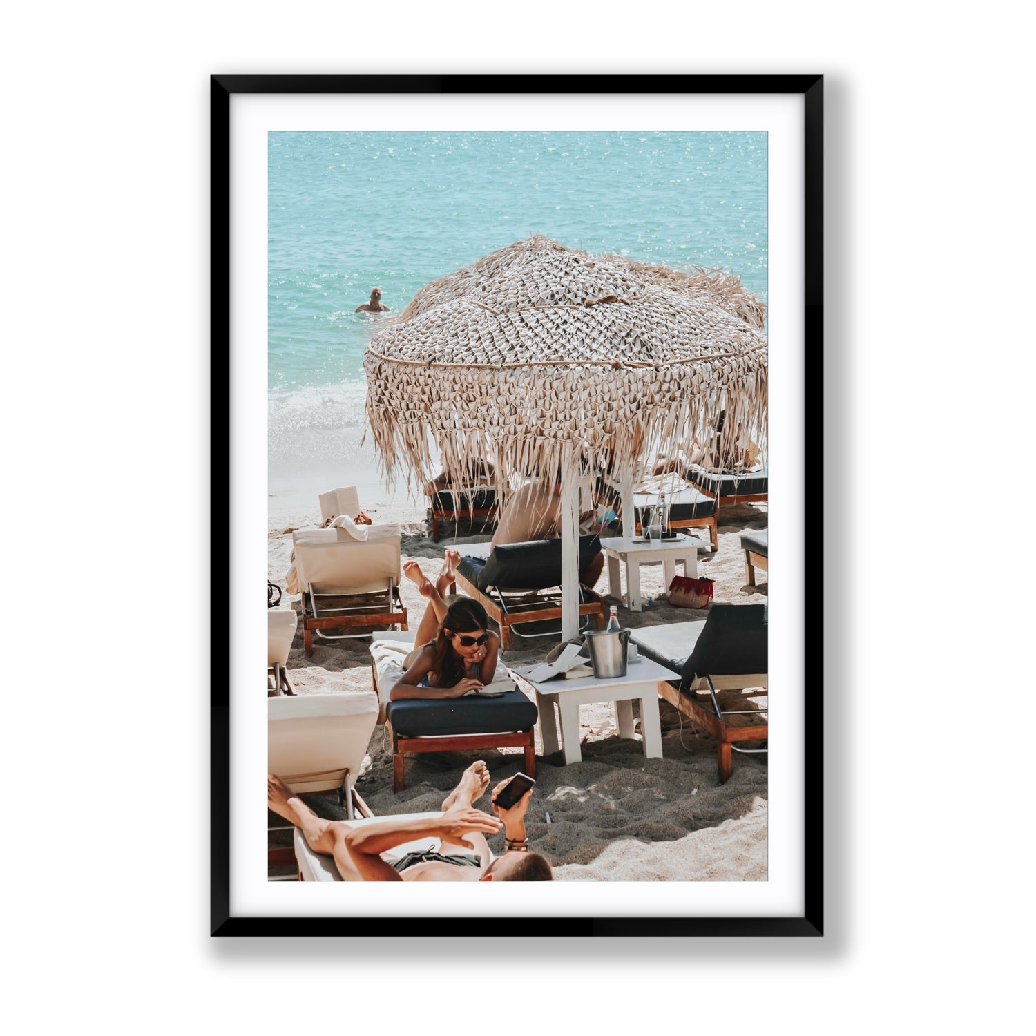 In The Zone Mykonos Greek island wall art Gallery fine art print in black frame with matboard