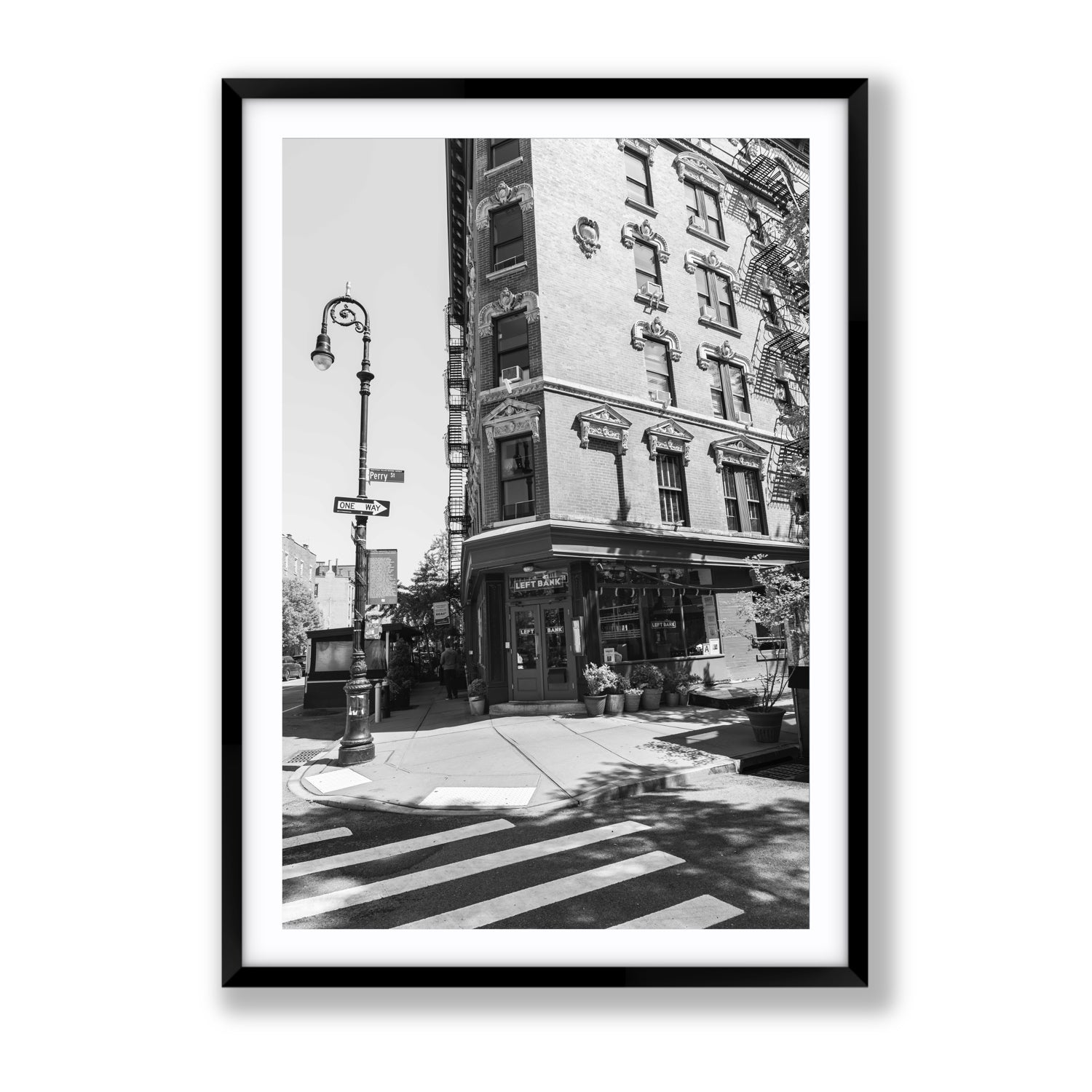 Parisian On Perry New York NYC Black & White wall art Gallery fine art print in black frame with matboard