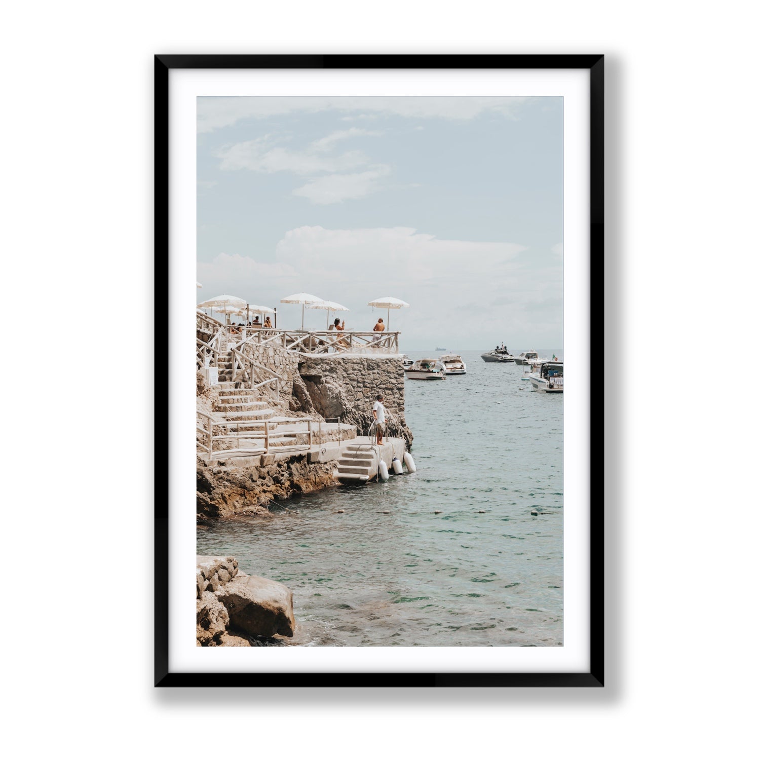 Pier Patrol fine art print, Nerano, Italy, Gallery, Black Frame · Matboard, Fine Art Print