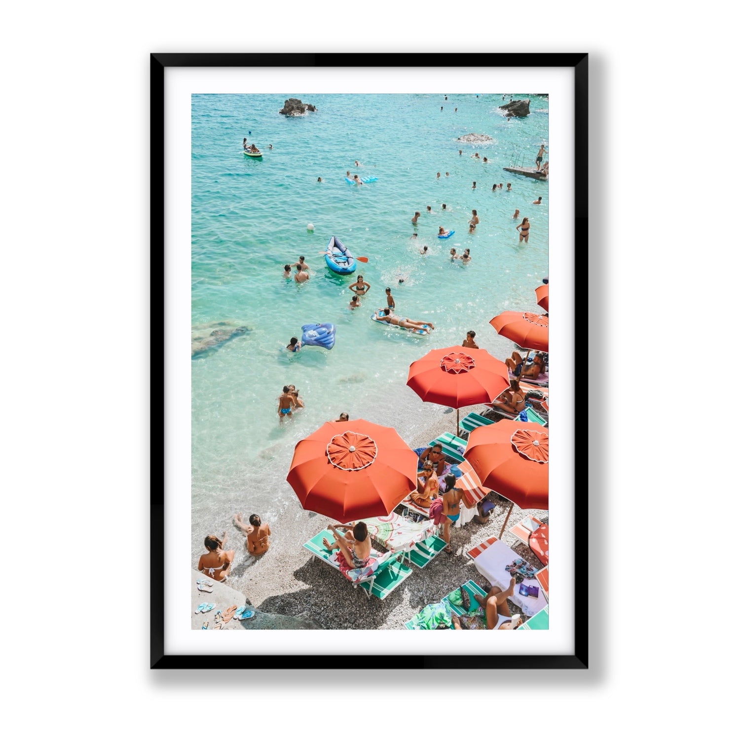 Easy Street Capri Italian beach wall art Gallery fine art print in black frame with matboard