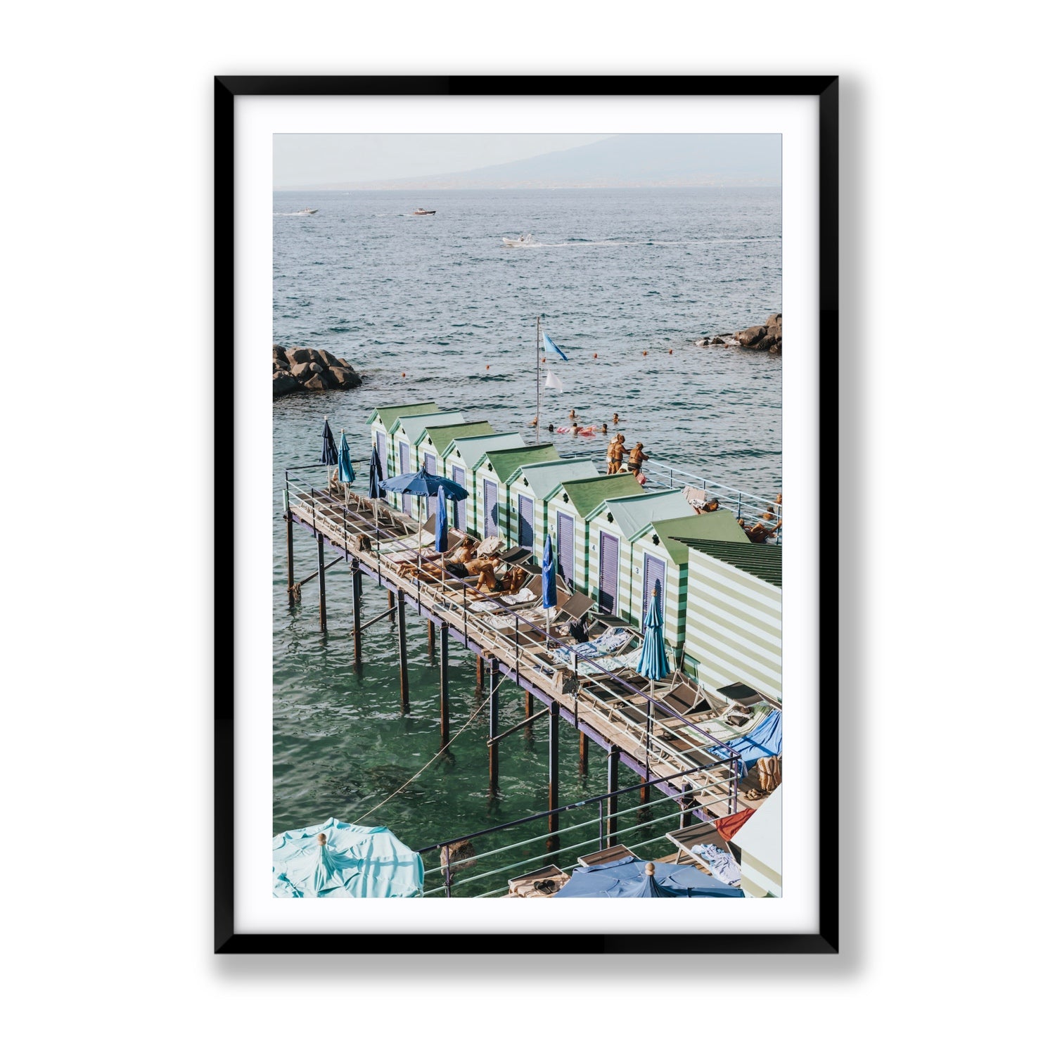 Cabine da Spiaggia fine art print, Sorrento, Italy, Gallery, Black Frame · Matboard, Fine Art Print