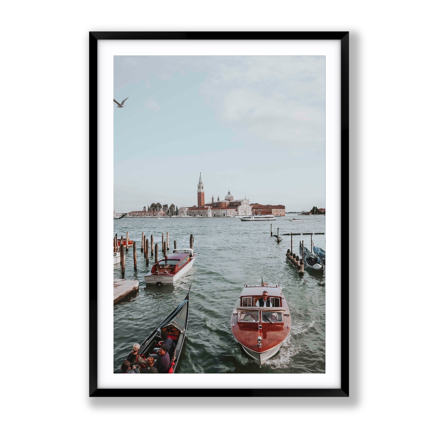 Galleggiante Venice Italian wall art Gallery fine art print in black frame with matboard