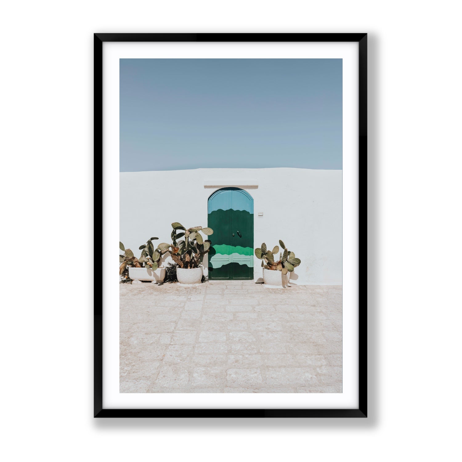 Imaginary Exit Puglia Mediterranean wall art Gallery fine art print in black frame with matboard