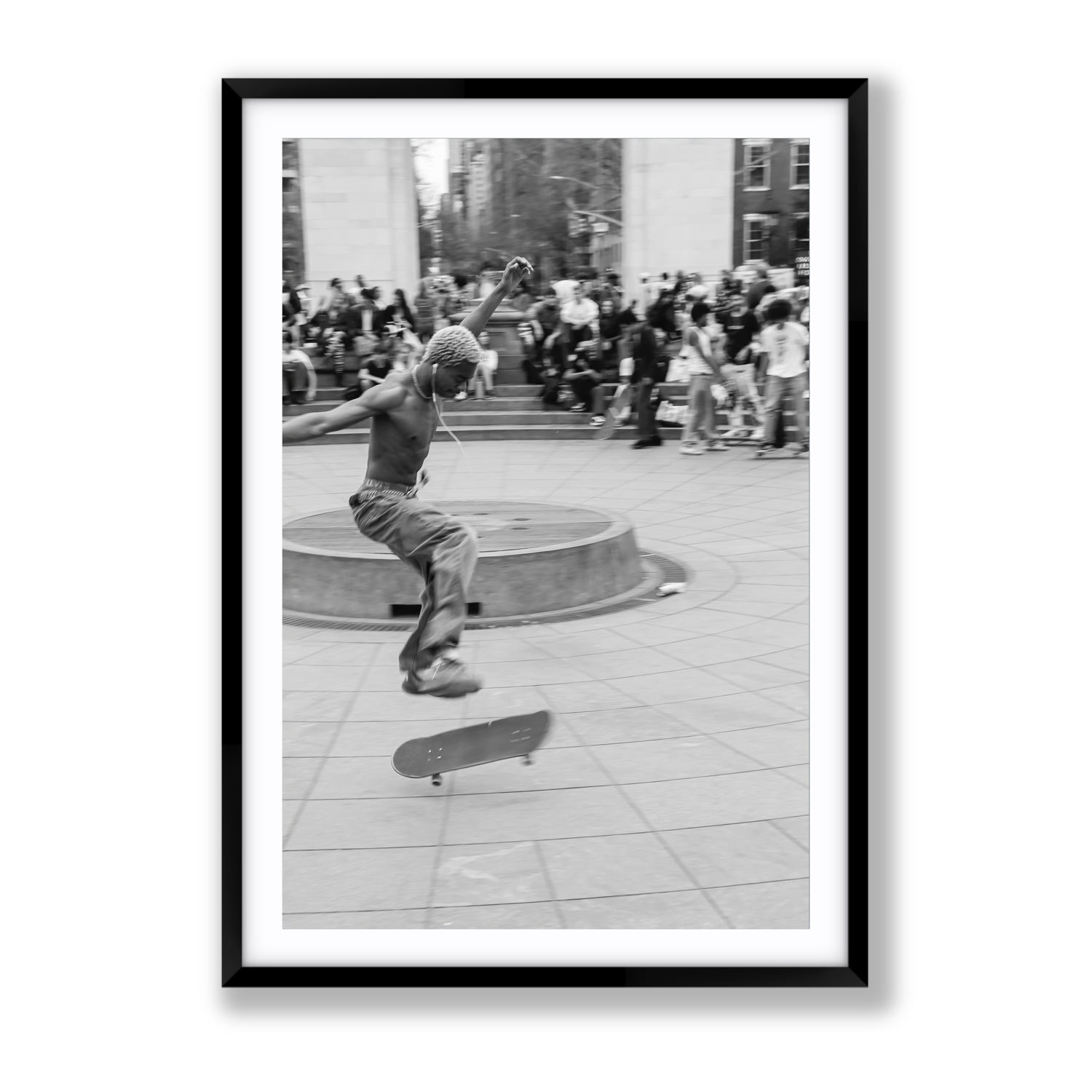 Airborne Rhythms New York NYC Black & White wall art Gallery fine art print in black frame with matboard