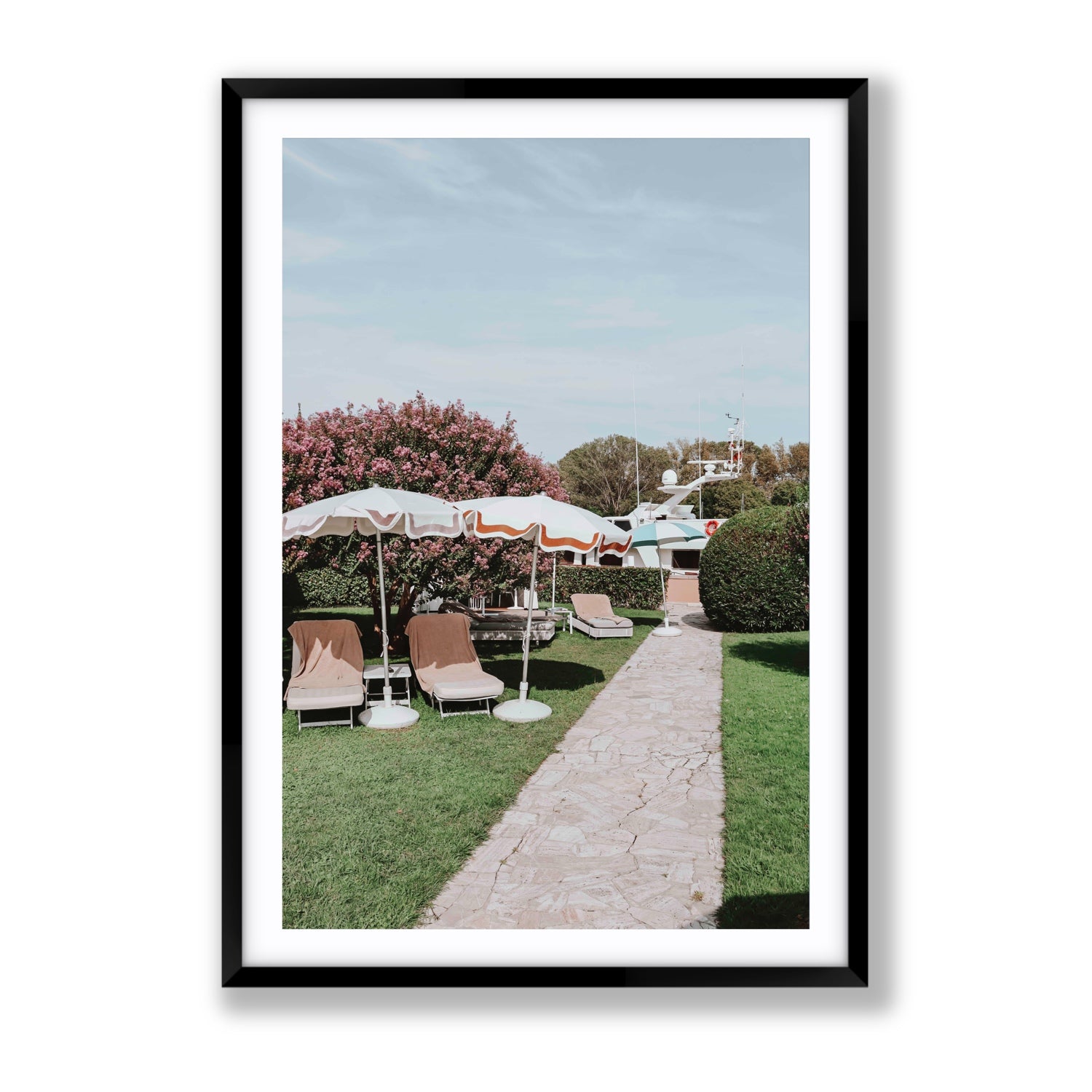 A Bellini Awaits Venice Italian wall art Gallery fine art print in black frame with matboard