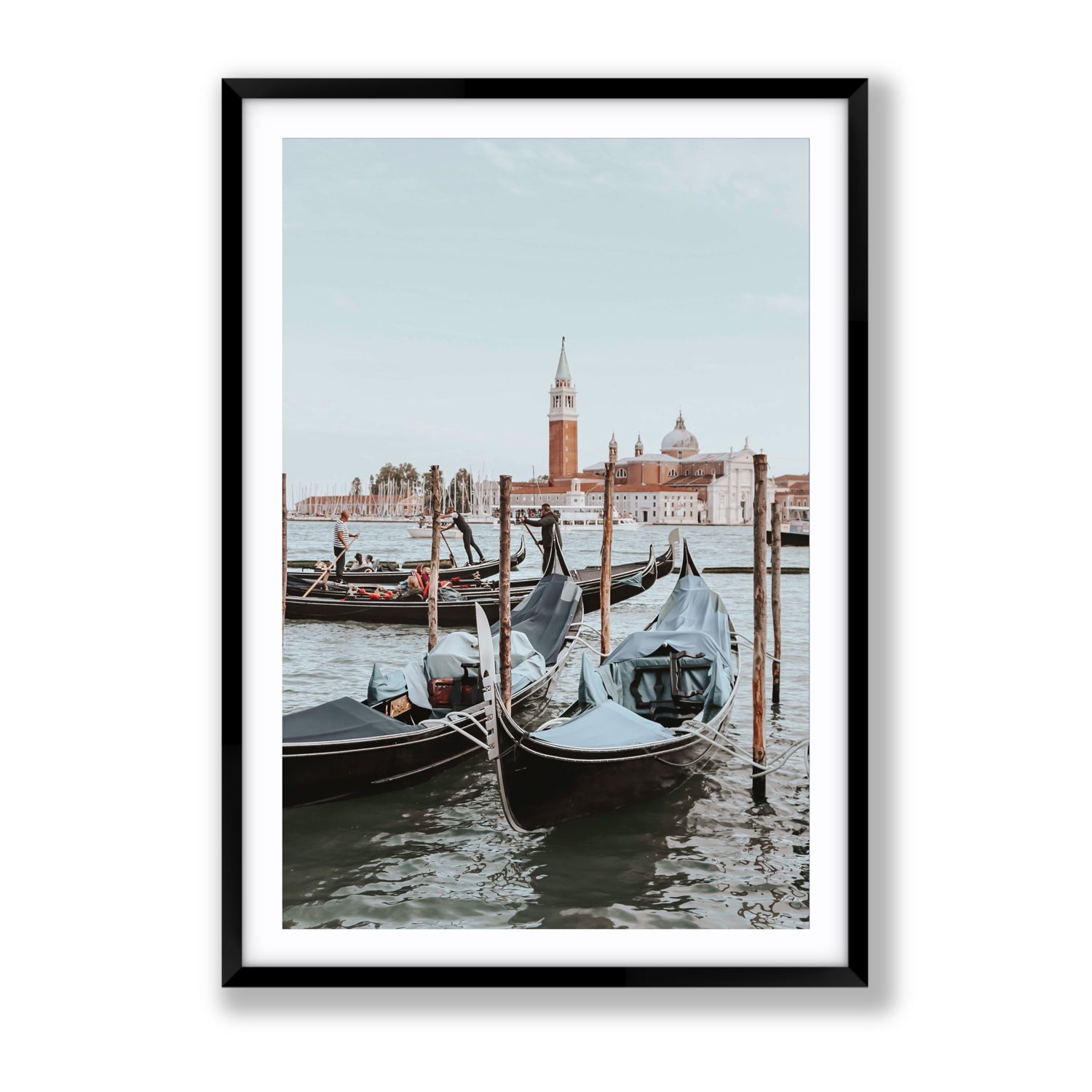 Italian Commute Venice Italian Mediterranean decor wall art Gallery fine art print in black frame with matboard