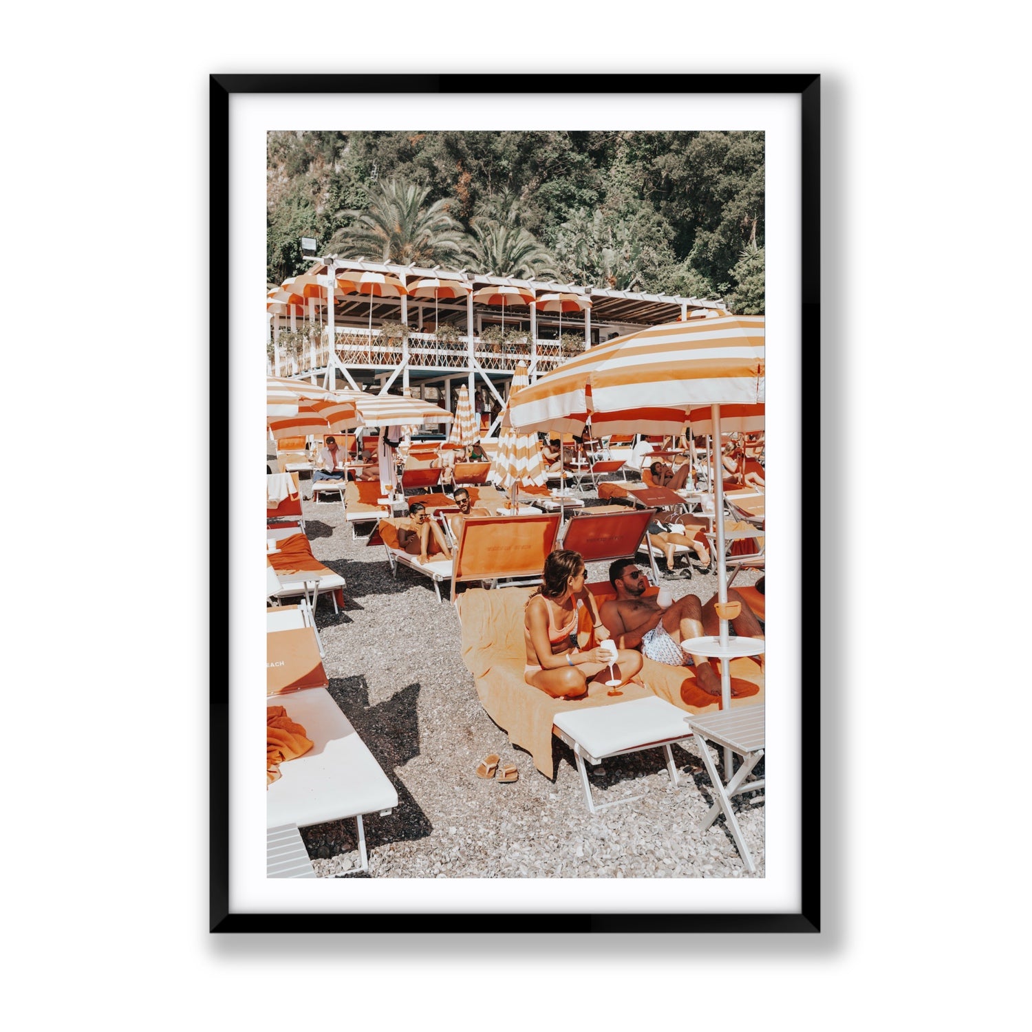 Lounging In Lido fine art print, Positano, Italy, Gallery, Black Frame · Matboard, Fine Art Print