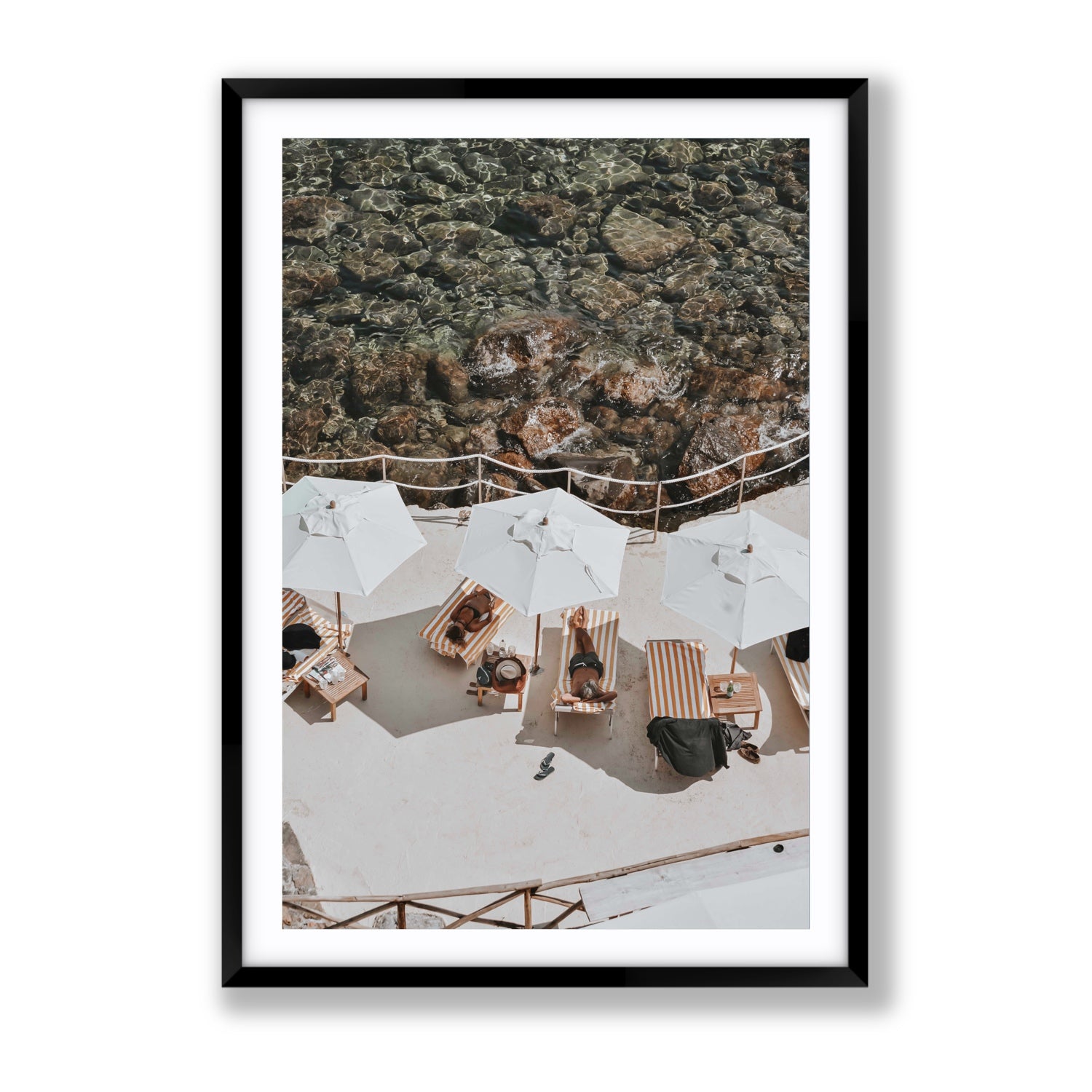 When Harry Met Sally Tuscany coastal wall art Gallery fine art print in black frame with matboard
