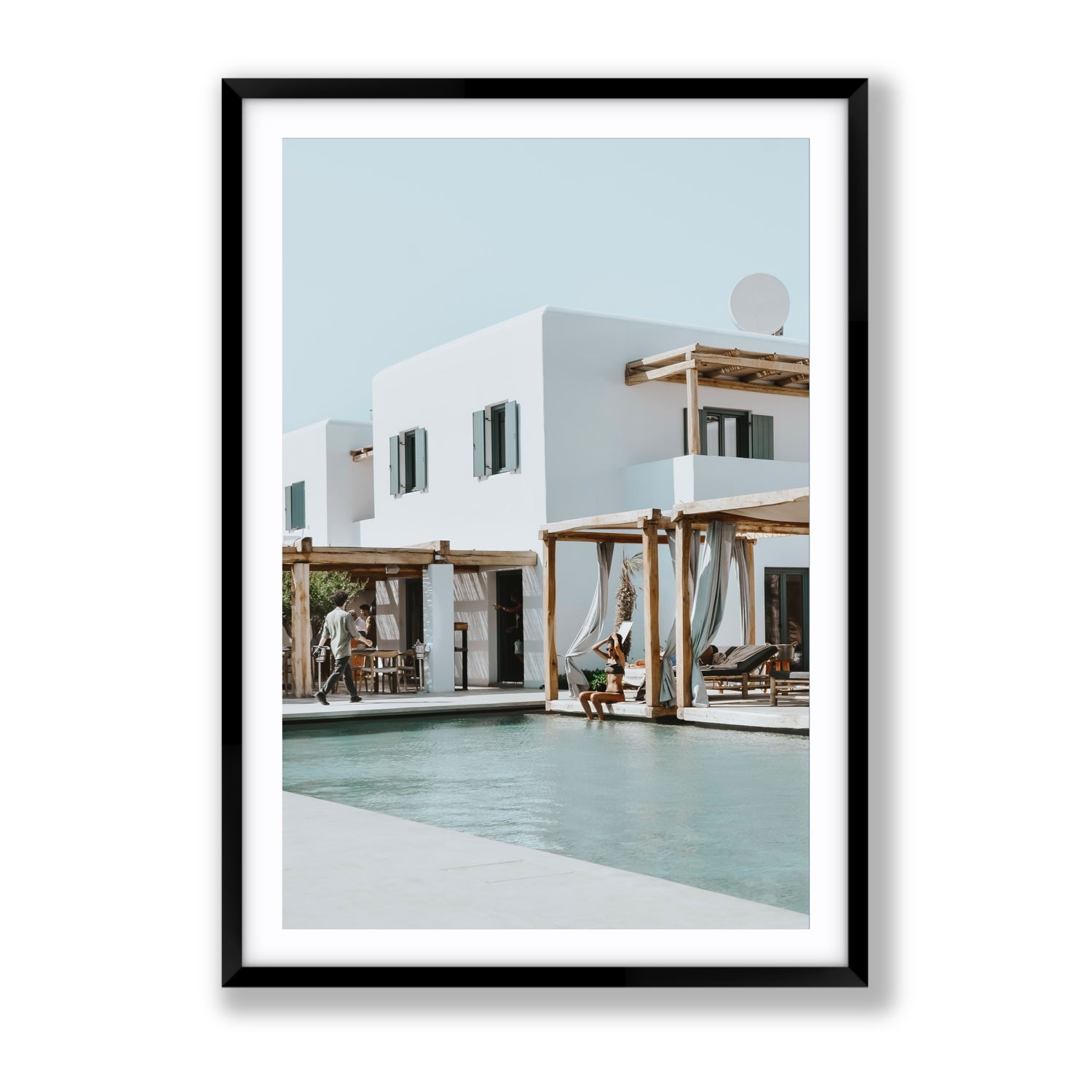 Aphrodite Mykonos Greek island wall art Gallery fine art print in black frame with matboard