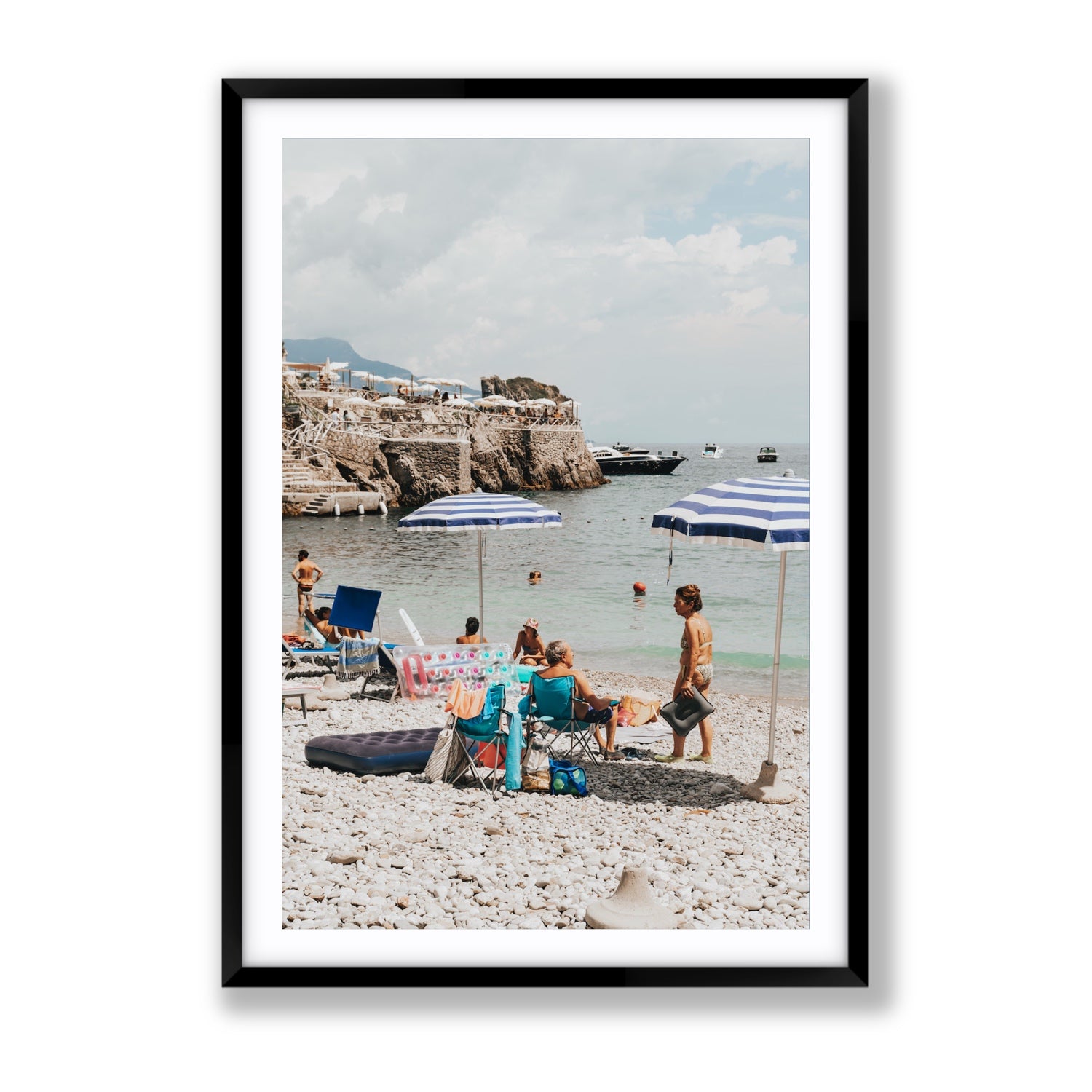Couple Goals Nerano Amalfi Coast coastal wall art Gallery fine art print in black frame with matboard